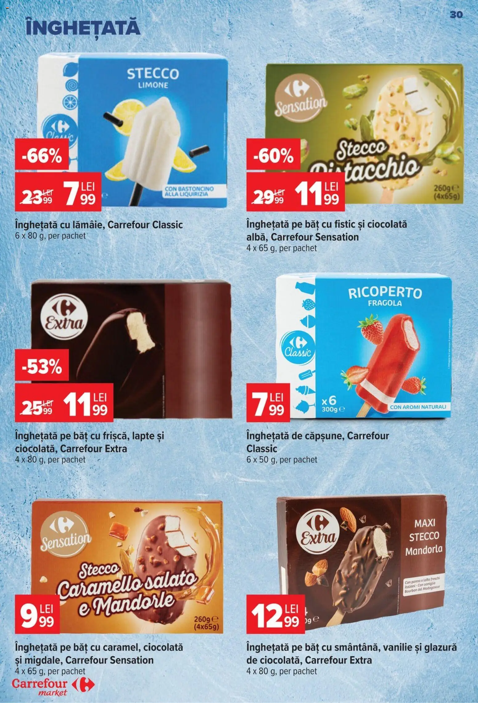 Noul catalog Carrefour – valabil de la 26.08.2026 | Pagină: 30 | Produse: Carrefour Classic, Lapte, Fistic, Bourbon