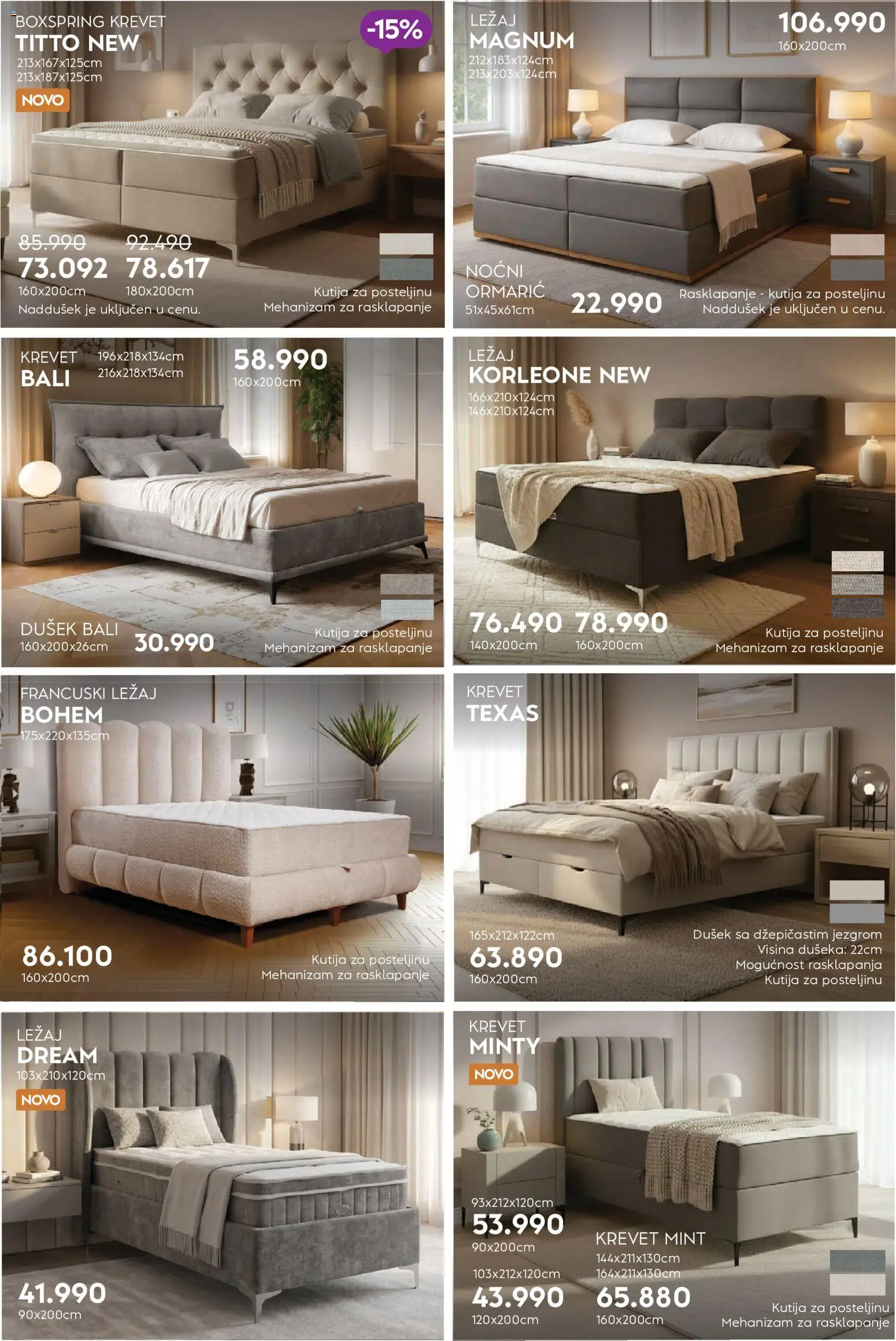 Matis katalog - važi od 01.06.2026 | Strana: 10 | Proizvode: Krevet, Dušek, Kutija, Francuski ležaj