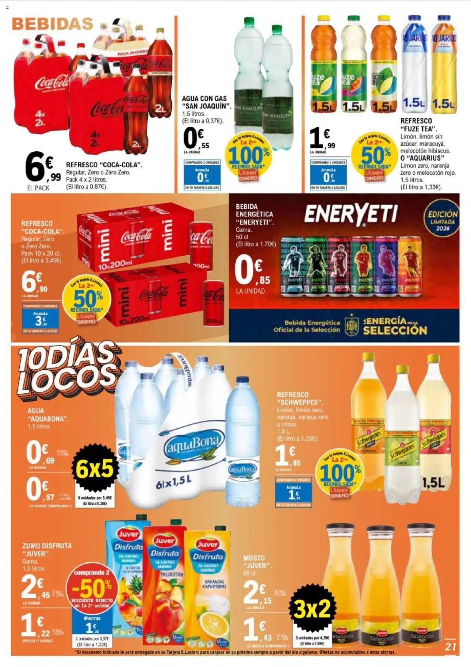 E.Leclerc folleto Salamanca │ válido desde el 17.06.2026 | Página: 21 | Productos: Naranjas, Agua con gas, Ροζ πιπέρι