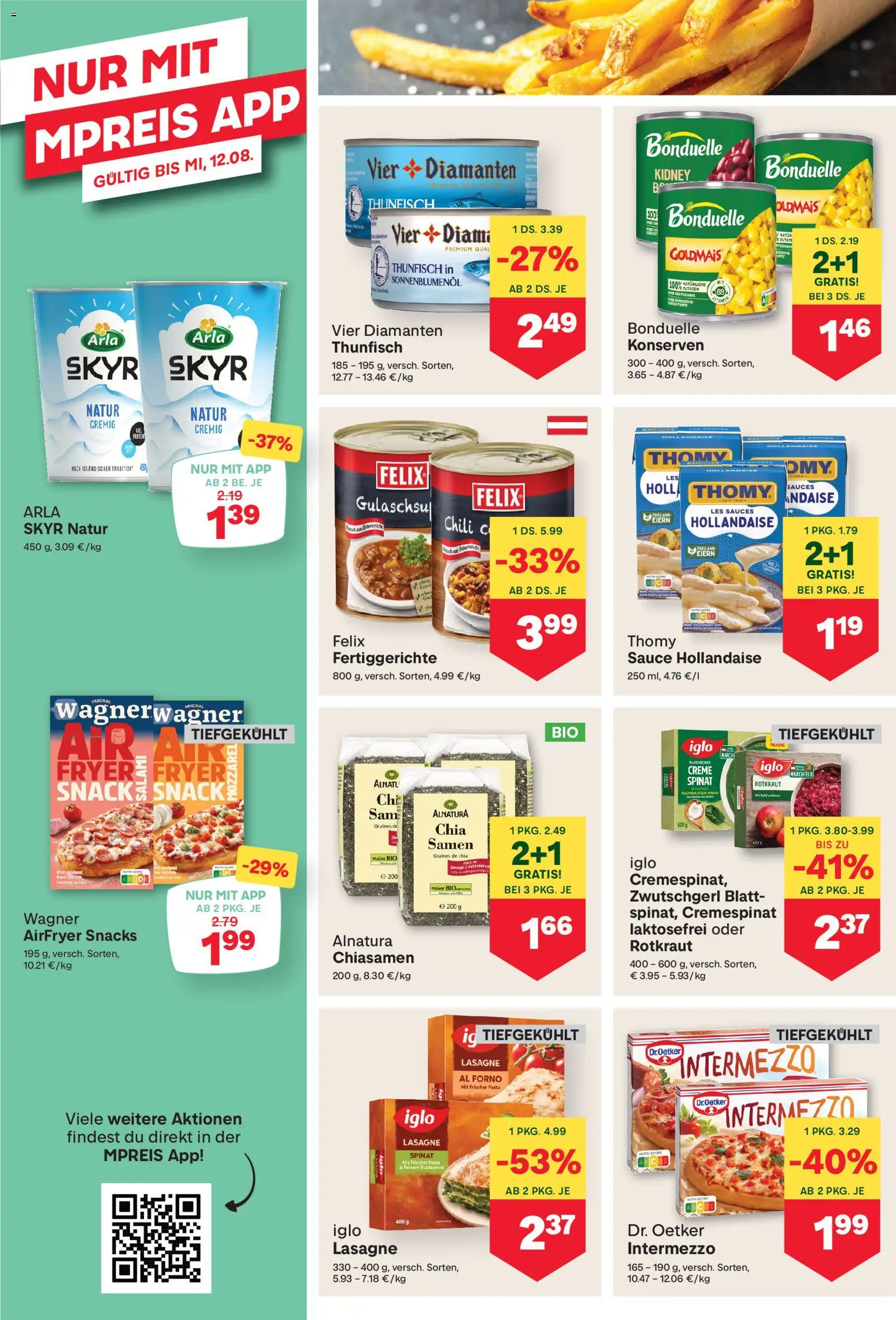 MPREIS Flugblatt gültig ab 30.07.2026 | Seite: 8 | Produkte: Fertiggerichte, Chili, Salami, Fisch