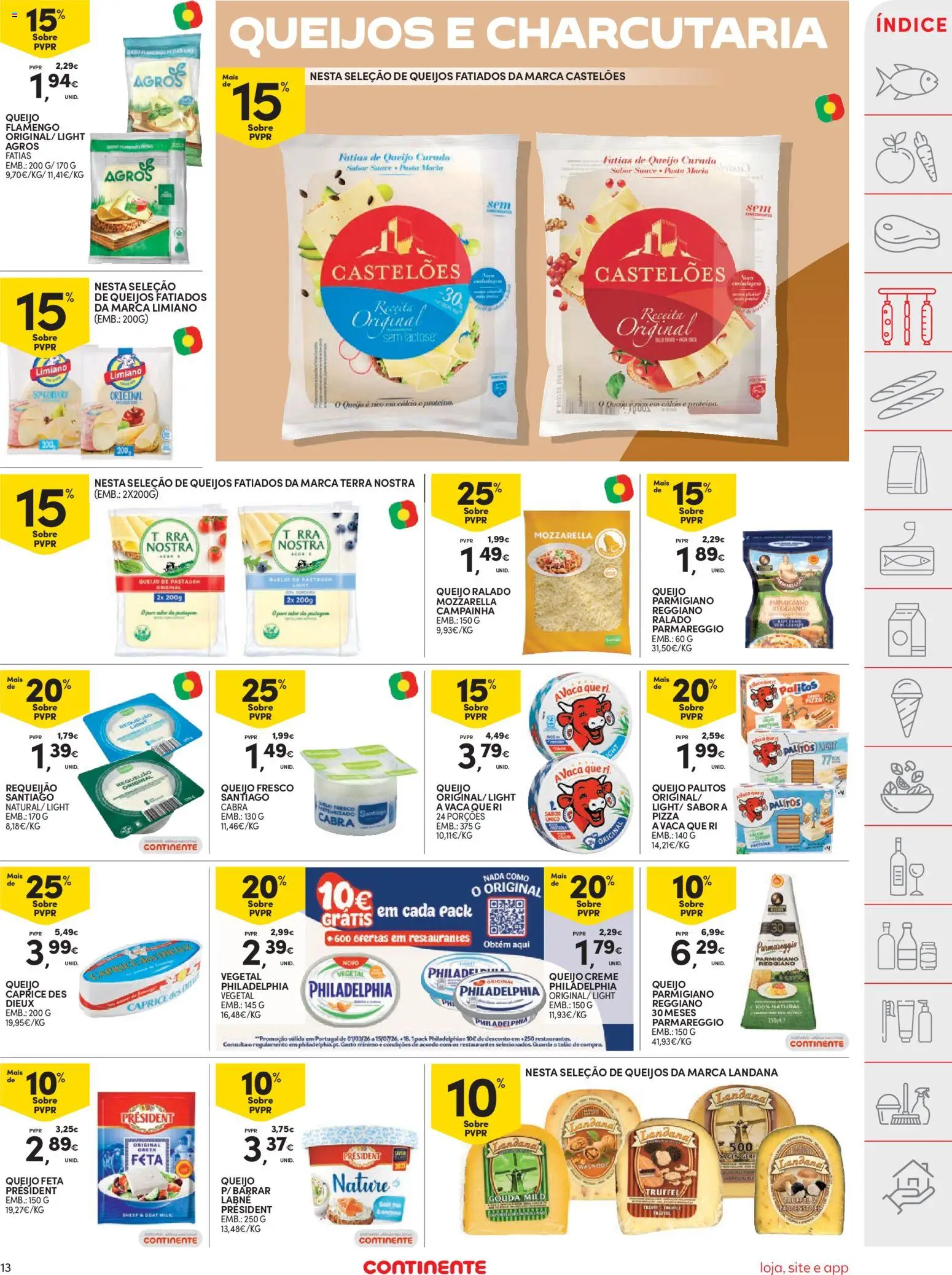 Continente folheto │ válido de 23/06/2026 | Página: 15 | Produtos: Campainha, Requeijão, Pizza, Queijo feta