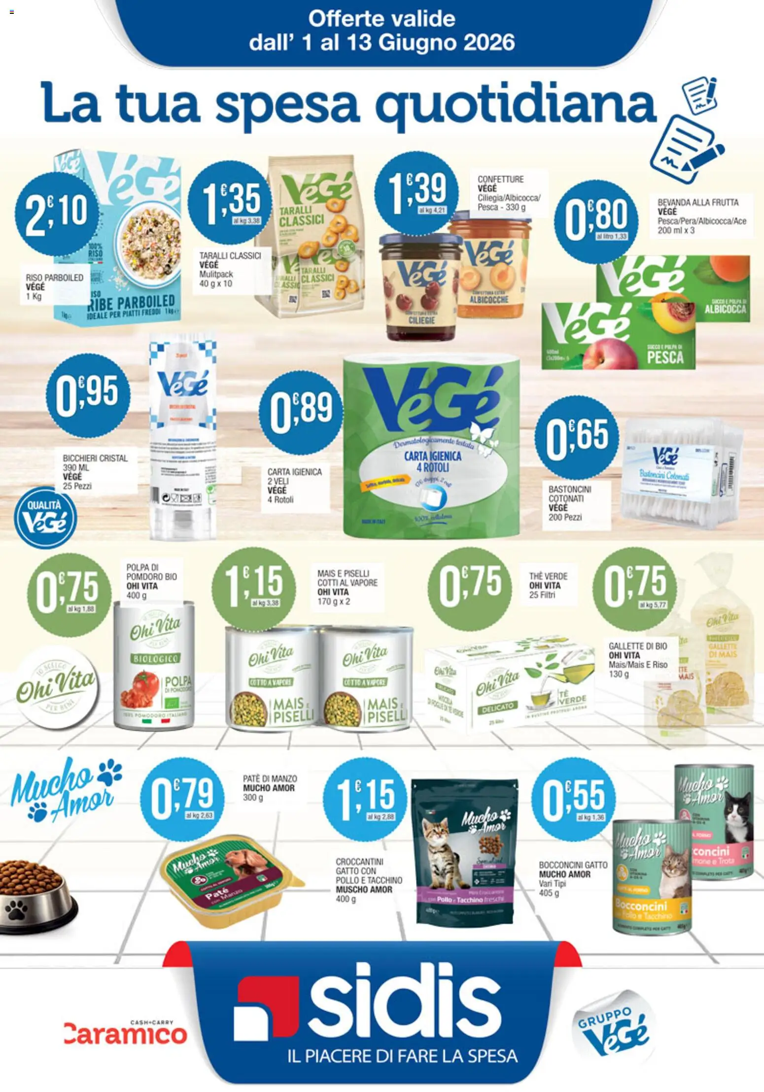 Volantino Sidis del 01.06.2026 | Pagina: 1 | Prodotti: Frutta, Pomodoro, Gallette, Taralli