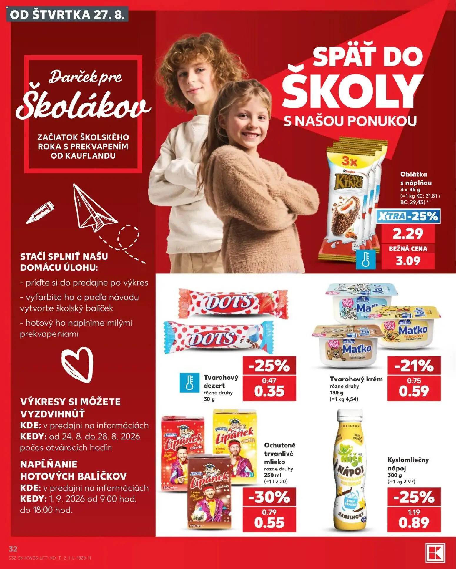 Nové Kaufland akcie – leták je platný od 27.08.2026 | Strana: 32 | Produkty: Mlieko, Krém, Dezert, Vanilka