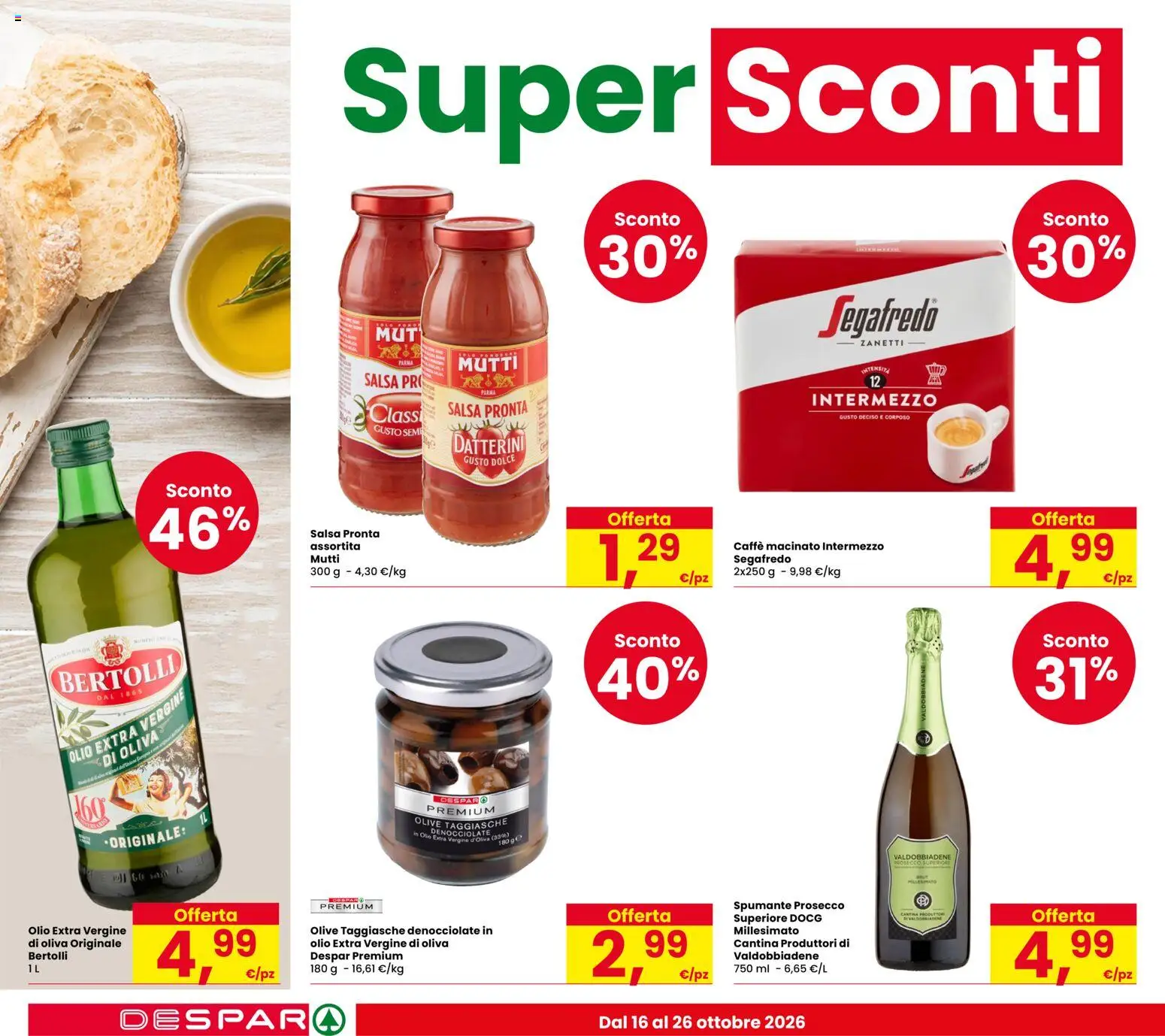Volantino Despar del 16/10/2026 | Pagina: 6 | Prodotti: Caffè, Spumante, Mutti, Caffè macinato