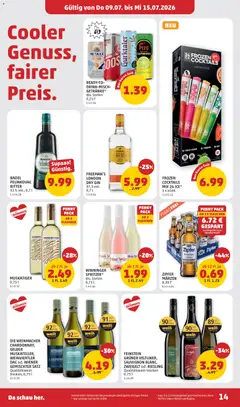 Penny Markt Flugblatt ab 09.07.2026 gültig | Seite: 14 | Produkte: Gin, Pfirsich, Wein