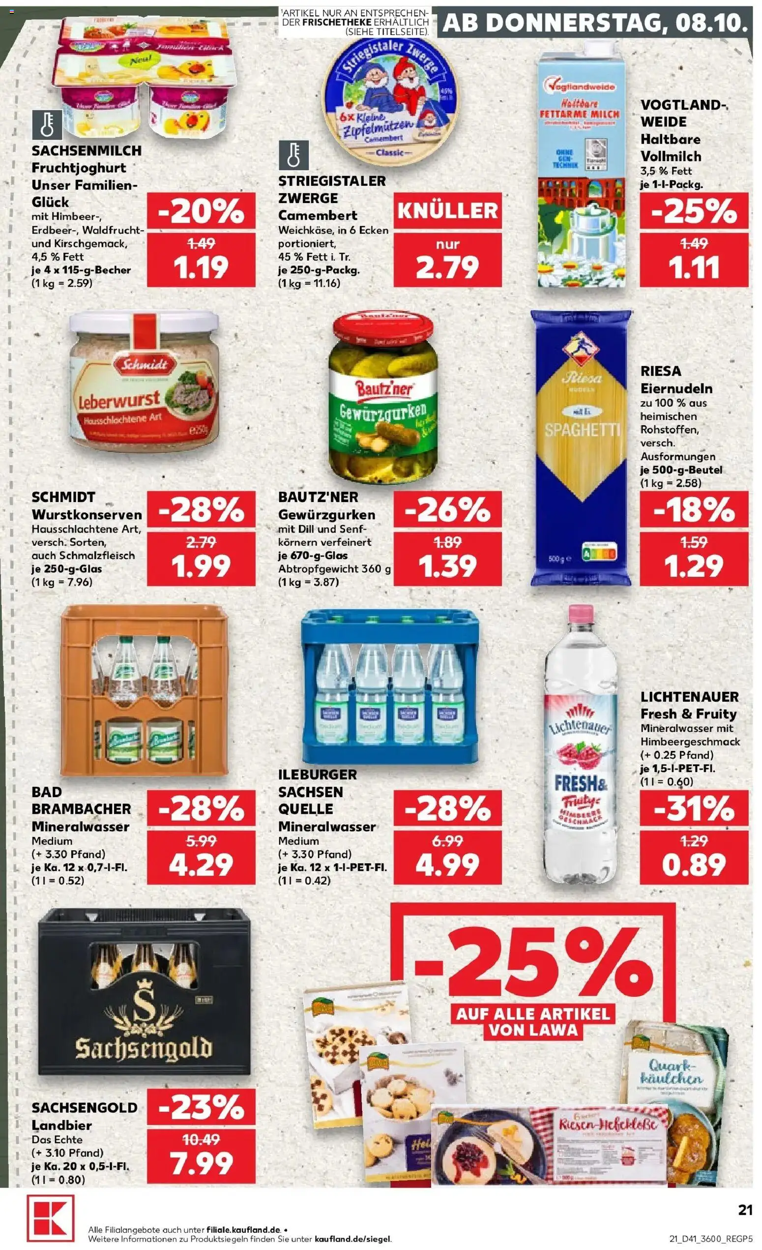 Prospekt Kaufland ab 08.10.2026 » Angebote Online zum Blättern | Seite: 21 | Produkte: Quark, Spaghetti, Fruchtjoghurt, Mineralwasser