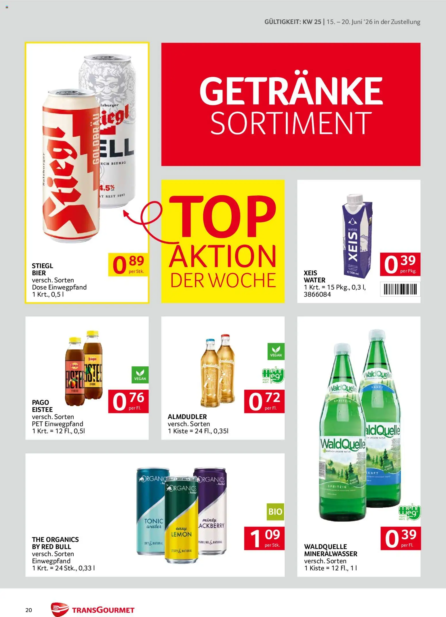 Transgourmet Zustellaktion gültig ab 15.06.2026 | Seite: 20 | Produkte: Bier