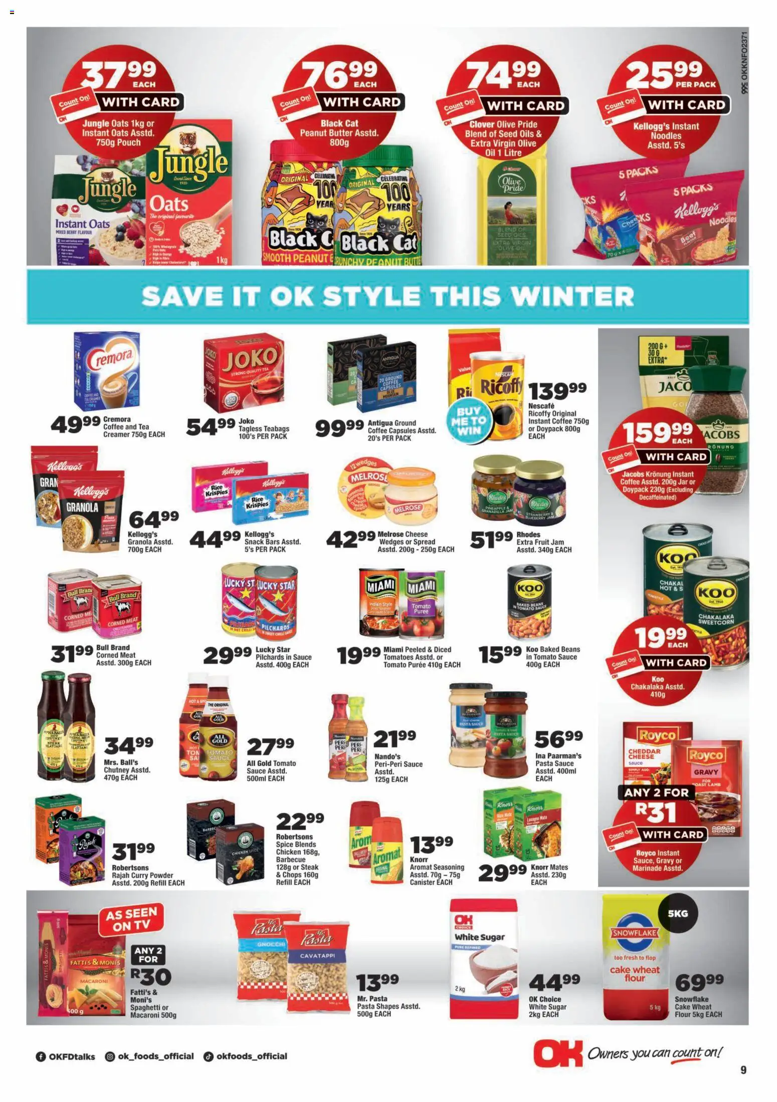 New OK Foods catalogue – valid from 24/07/2026 | Page: 9 | Products: Pasta sauce, Oats, Creamer, Tea