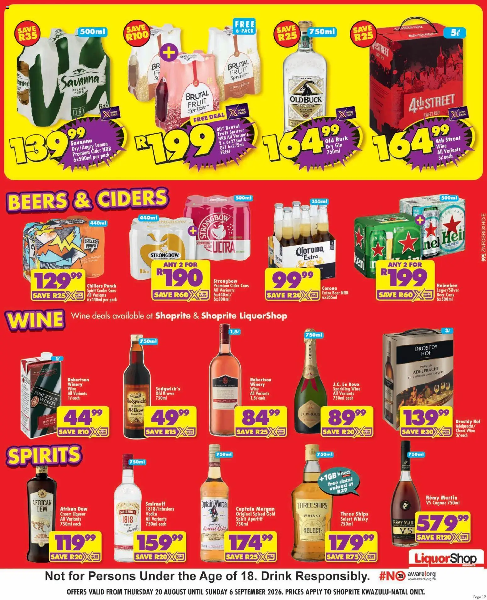 New Shoprite catalogue – valid from 20/08/2026 | Page: 12 | Products: Cooler, Cream, Vodka, Lemon
