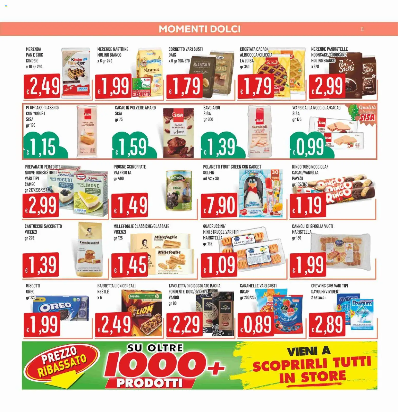 Volantino SISA del 09/07/2026 | Pagina: 11 | Prodotti: Peluche, Cornetto, Torta, Amaro