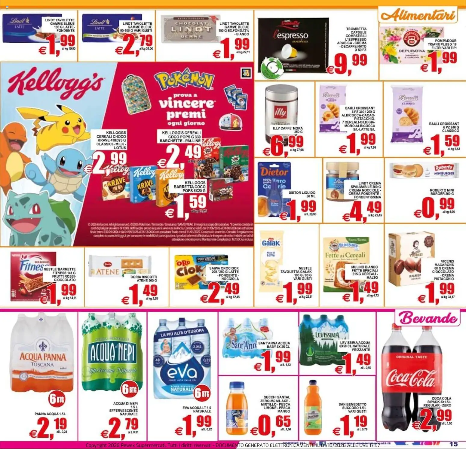 Volantino Pewex del 02/10/2026 | Pagina: 15 | Prodotti: Cereali, Tavoletta, Illy, Coca Cola