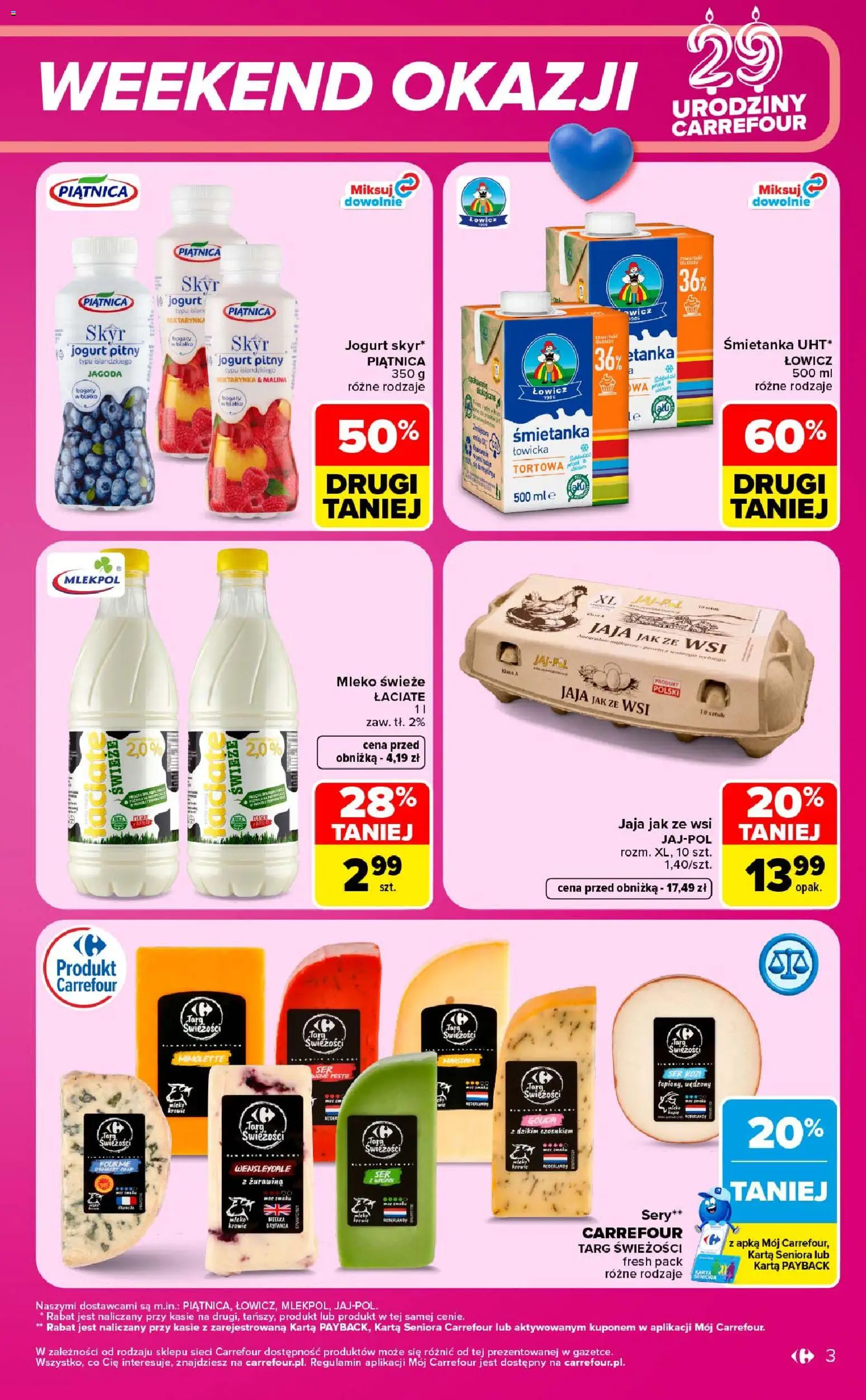 Carrefour gazetka - Weekend okazji od 15.10.2026 | Strona: 3 | Produkty: Ser kozi, Jogurt pitny, Żurawina, Skyr