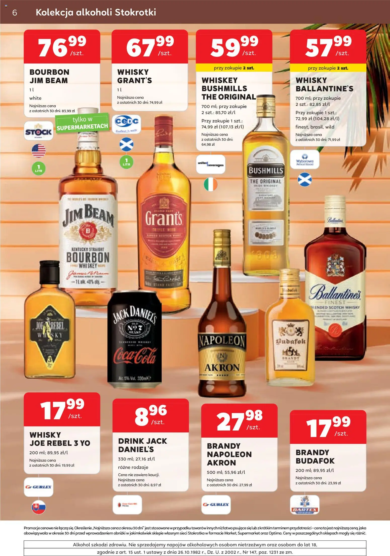 Stokrotka gazetka - Oferta alkoholowa od 09.07.2026 | Strona: 6 | Produkty: Grant's, Bourbon, Jim Beam, Whisky