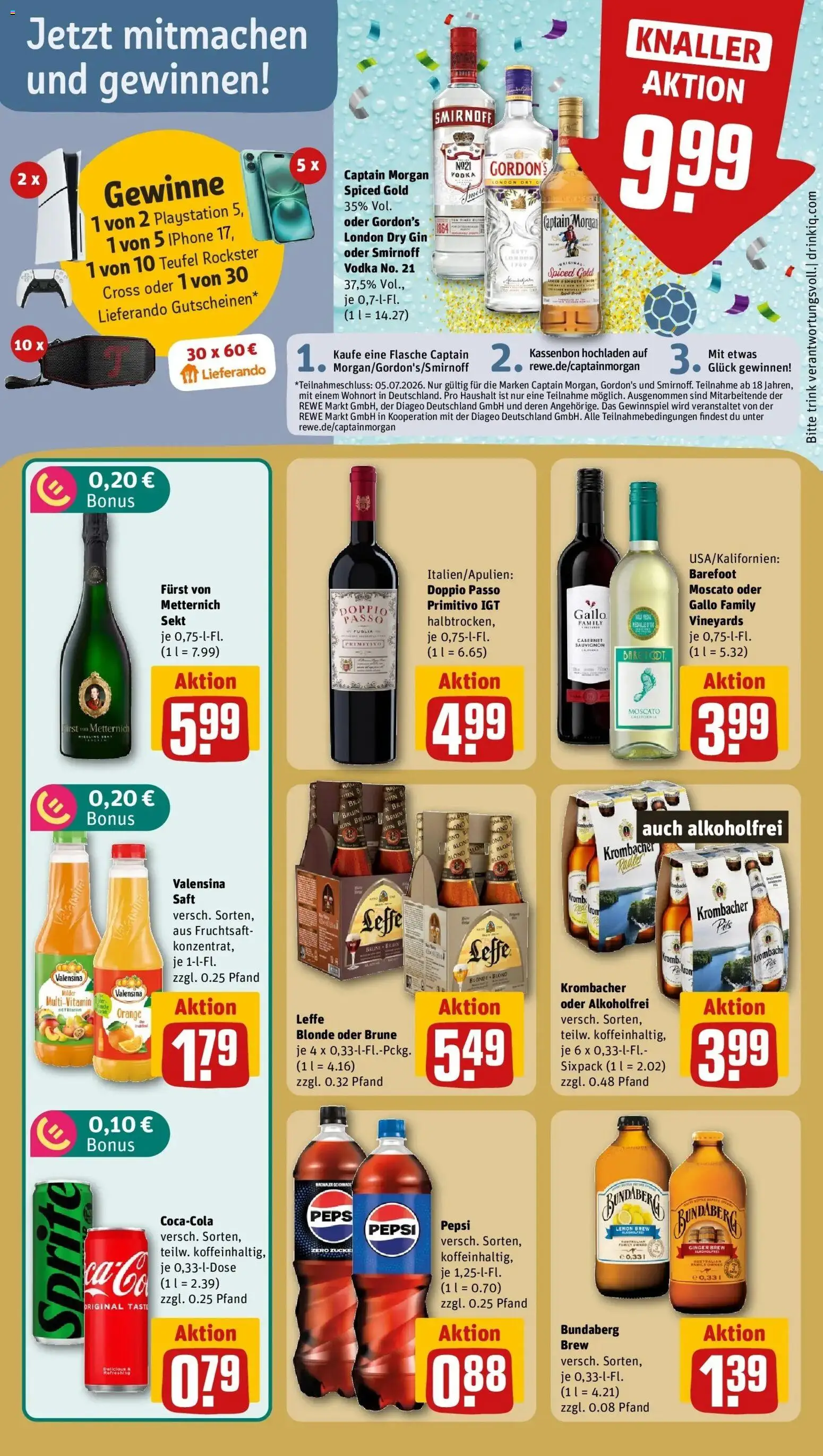 Rewe Prospekt Aulendorf – gültig ab 21.06.2026 | Seite: 13 | Produkte: Playstation, Smirnoff, Captain morgan, Pepsi