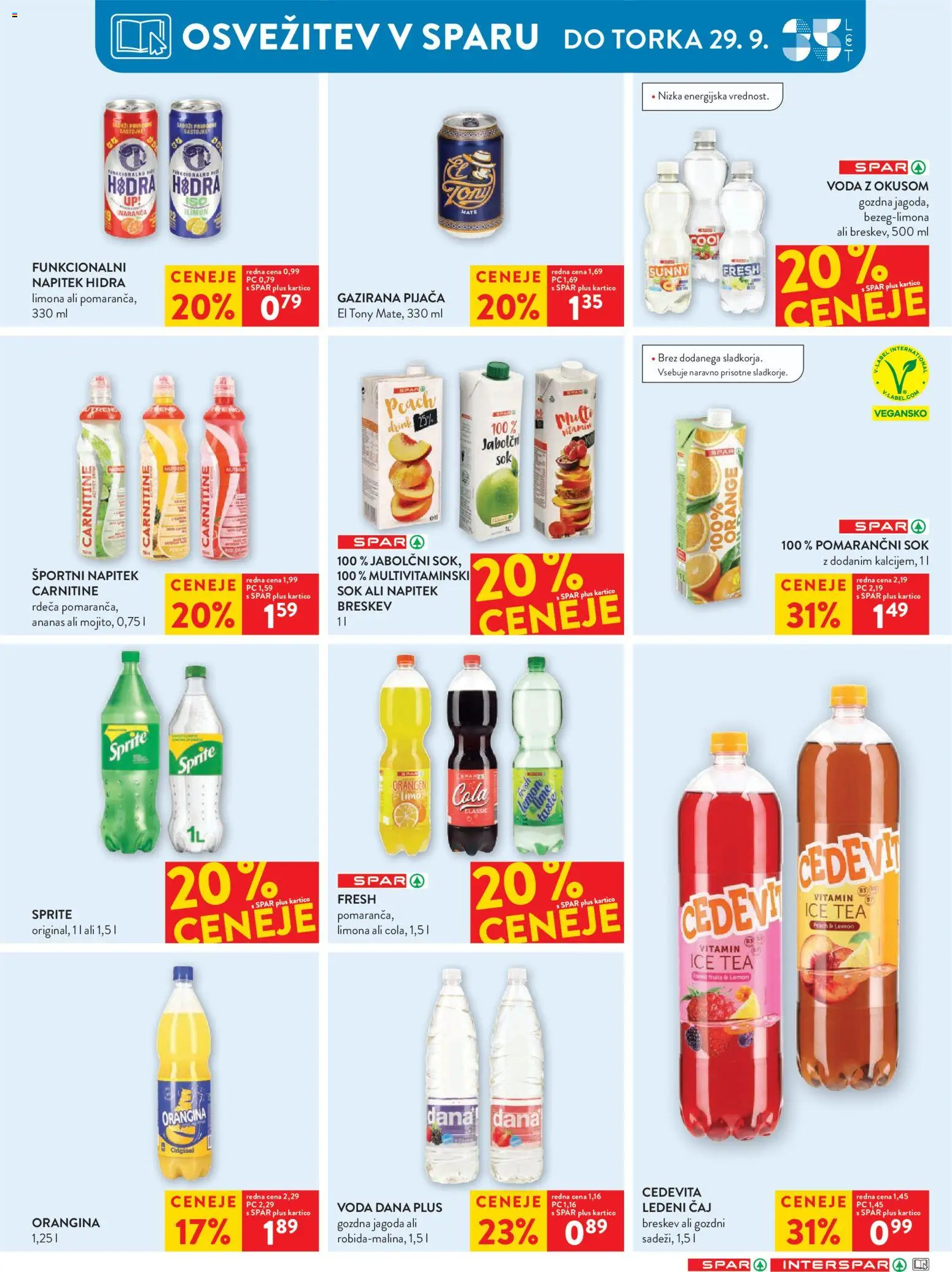 Novi Spar katalog ponudbe – veljaven od 23.09.2026 | Stran: 26 | Izdelki: Ledeni čaj, Sok, Ananas, Voda