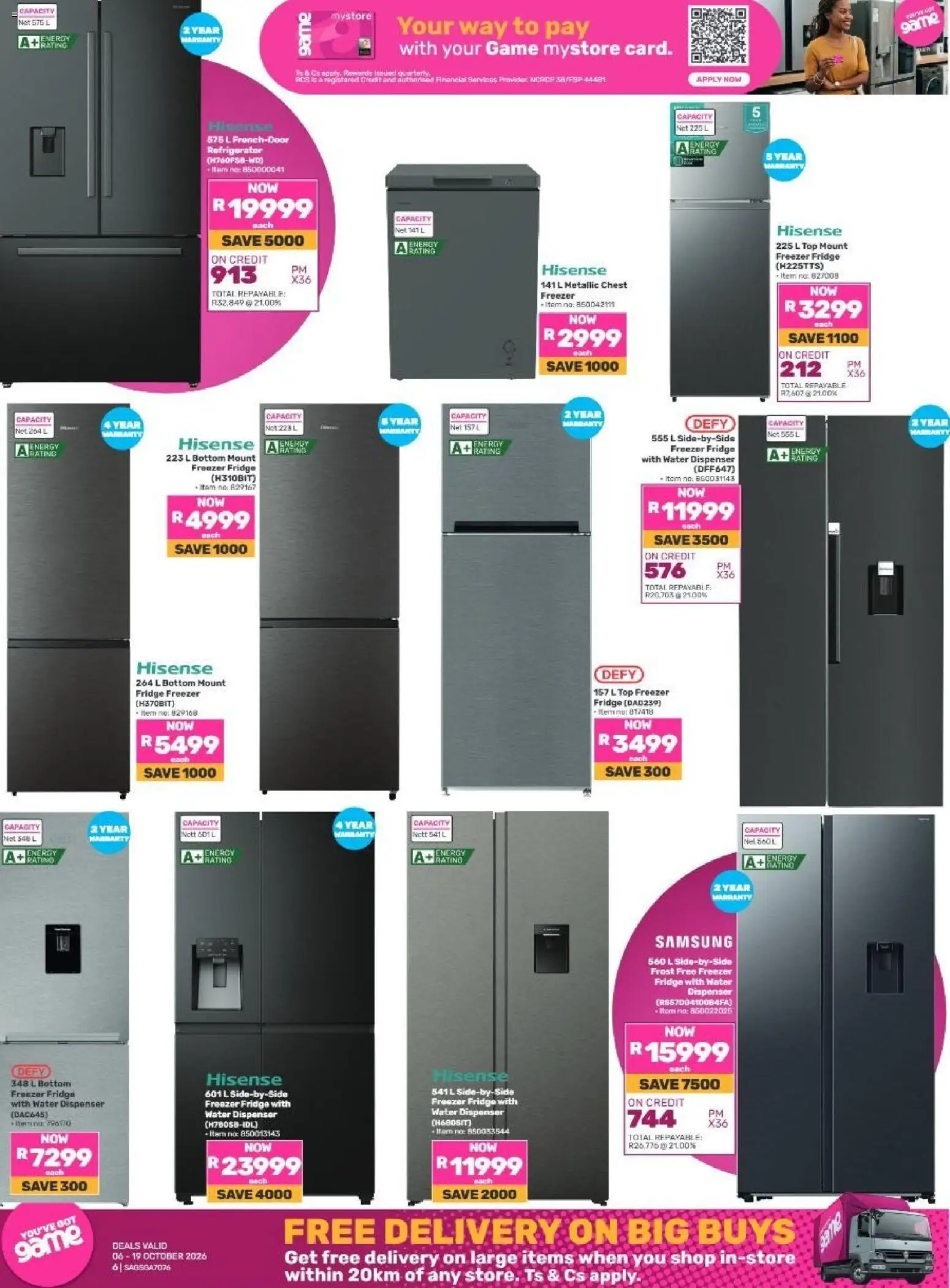 New Game catalogue – valid from 06/10/2026 | Page: 6 | Products: Refrigerator, Freezer fridge, Fridge, Water