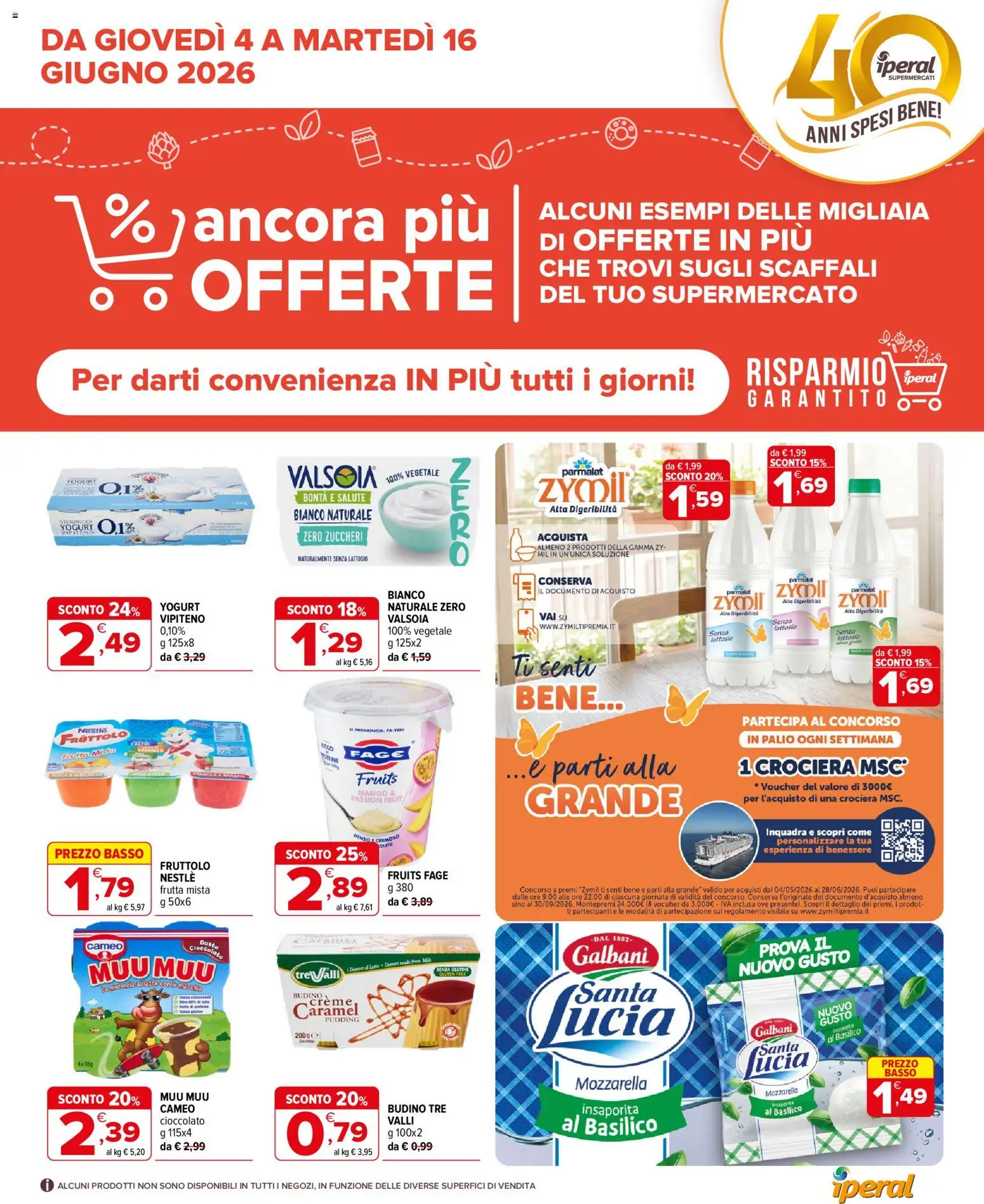 Volantino Iperal del 04.06.2026 | Pagina: 1 | Prodotti: Cioccolato, Frutta, Mozzarella, Latte
