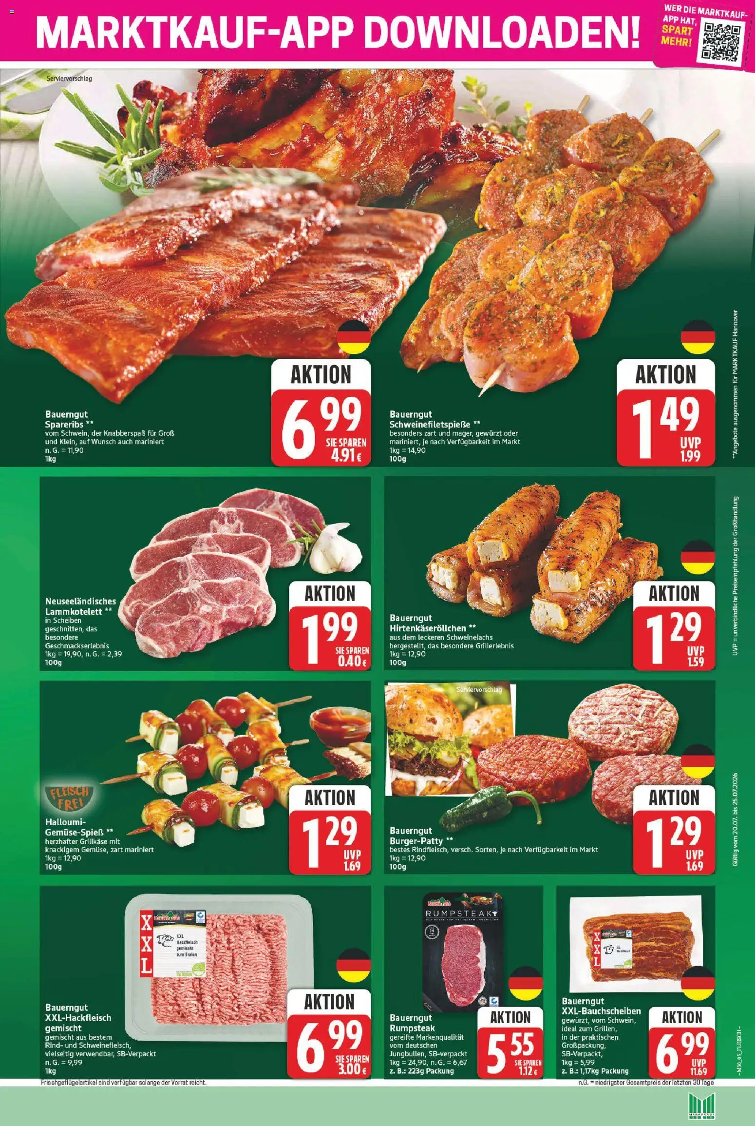 Marktkauf Prospekt – gültig ab 20.07.2026 | Seite: 5 | Produkte: Rumpsteak, Bauerngut, Fleisch, Hackfleisch