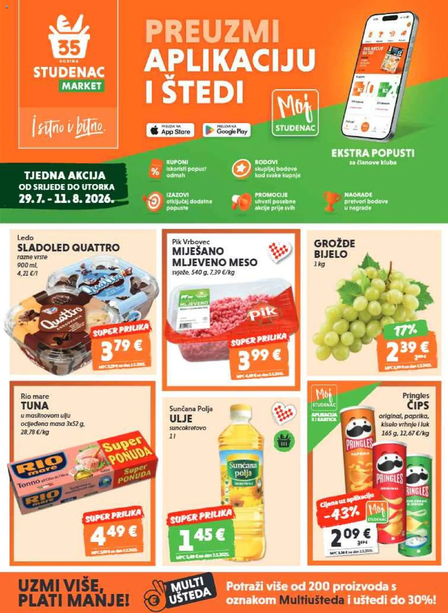 Studenac katalog | vrijedi od 29.07.2026 | Stranica: 1 | Proizvodi: Trake, Meso, Čips, Tuna