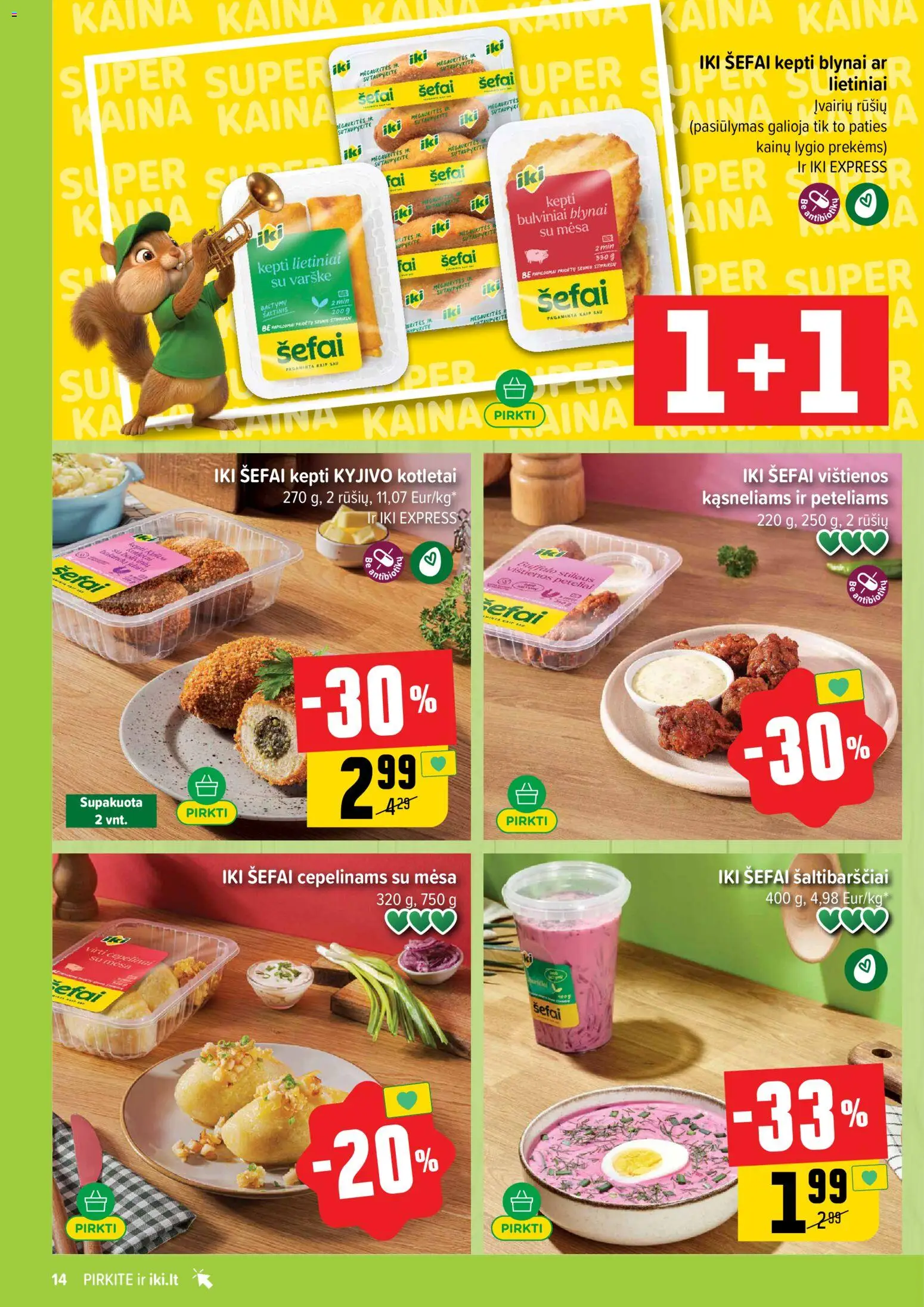 IKI akcijos nuo 08.06.2026 | Puslapis: 14 | Prekių: Vištienos, Varškė