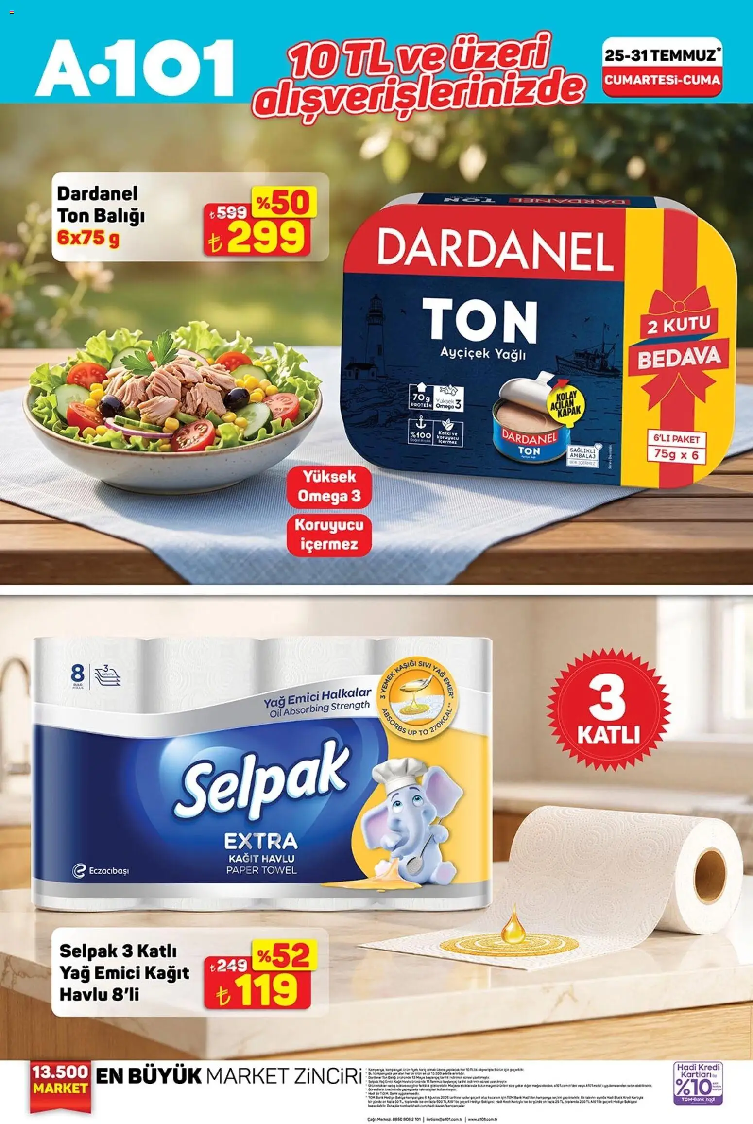 A101 İndirim - 25 Temmuz 2026 tarihinden itibaren geçerlidir | Sayfa: 1 | Ürünler: Kutu, Sıvı yağ, Yağ, Kağıt havlu