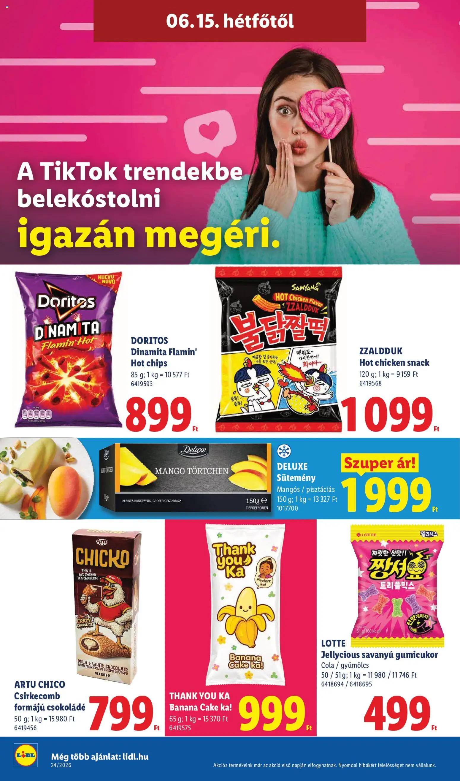 Lidl akciós ujság - amely érvényes a következő dátumtól: 11.06.2026 | Oldal: 74 | Termékek: Gyümölcs, Gumicukor, Cola, Csokoládé