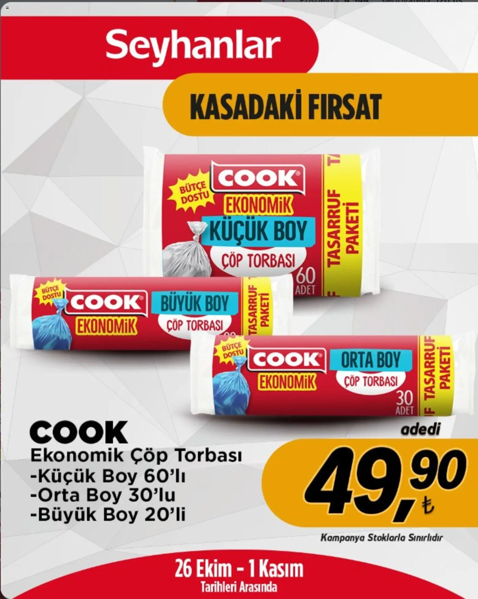 Seyhanlar Market Katalog - 26 Ekim 2026 tarihinden itibaren geçerlidir | Sayfa: 2 | Ürünler: Çöp torbası