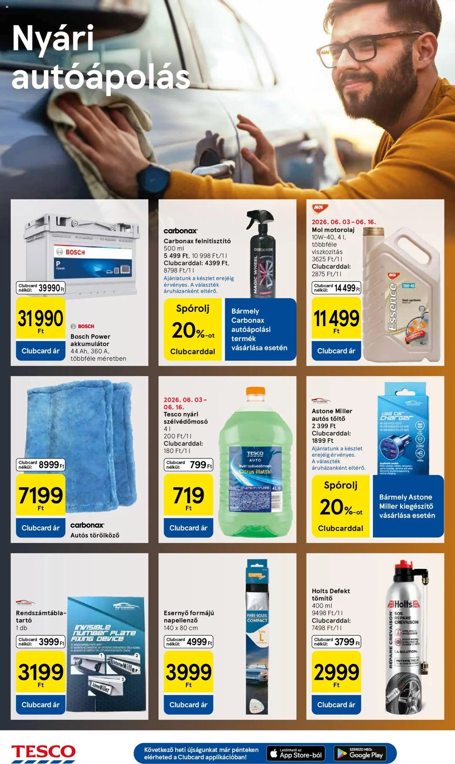 Tesco akciós ujság - amely érvényes a következő dátumtól: 11.06.2026 | Oldal: 34 | Termékek: Esernyő, Akkumulátor, Töltő, Motorolaj