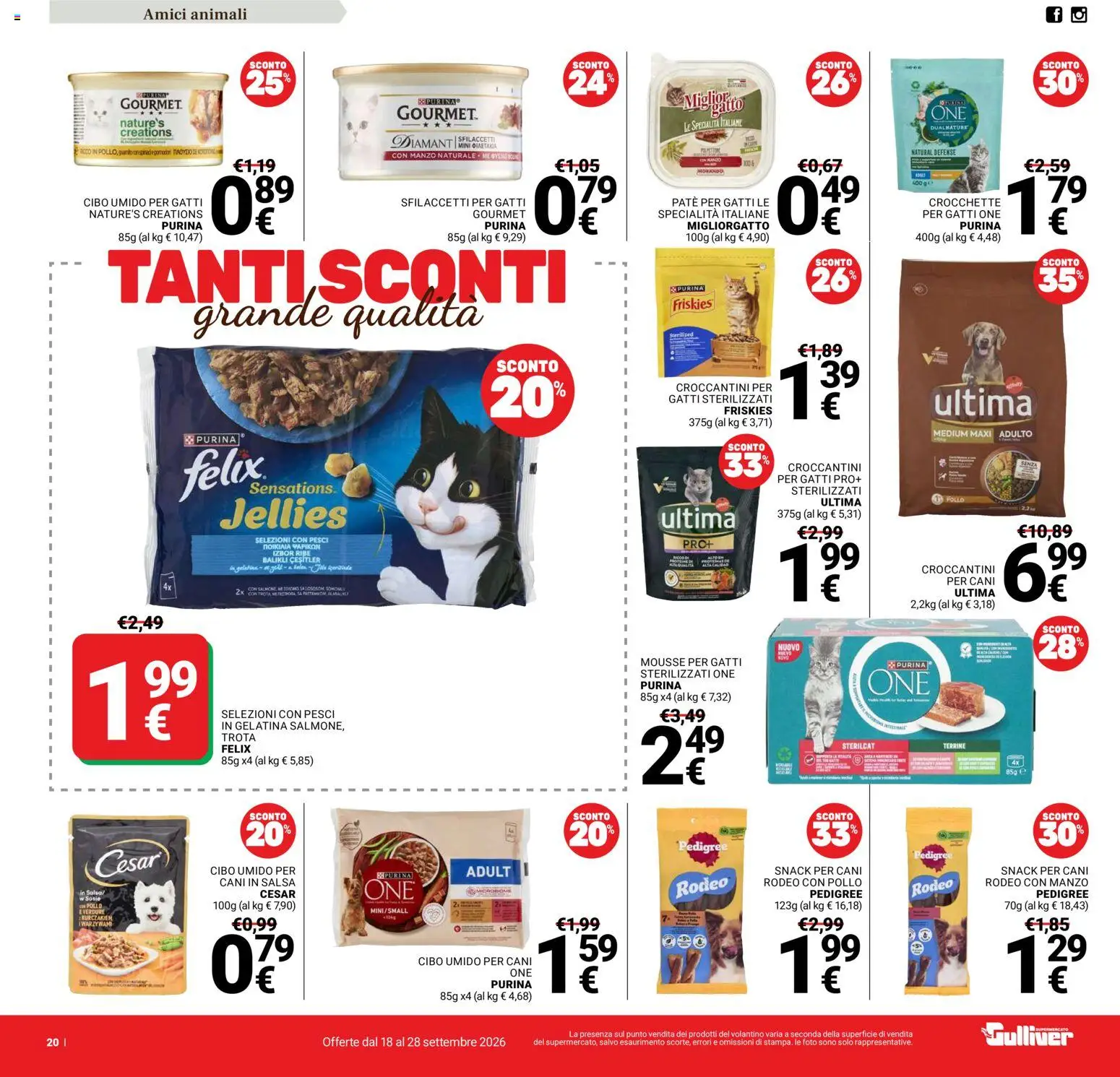 Volantino Gulliver del 18/09/2026 | Pagina: 20 | Prodotti: Paté, Manzo, Crocchette, Specialità