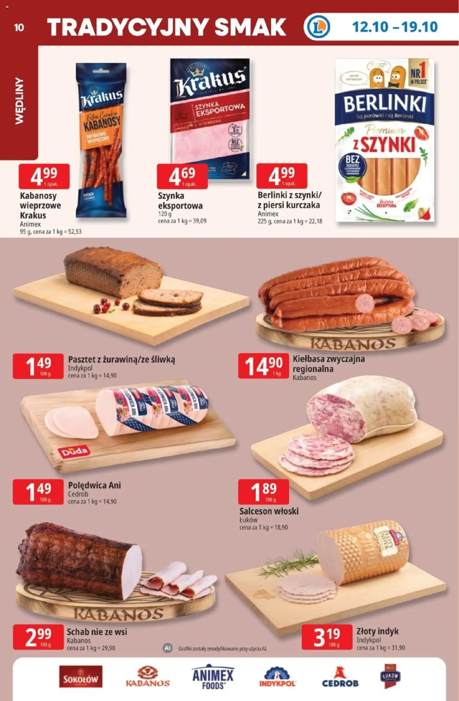 E.Leclerc gazetka - Tanio To Tu od 12.10.2026 | Strona: 10 | Produkty: Kiełbasa, Indyk, Pasztet, Kabanos