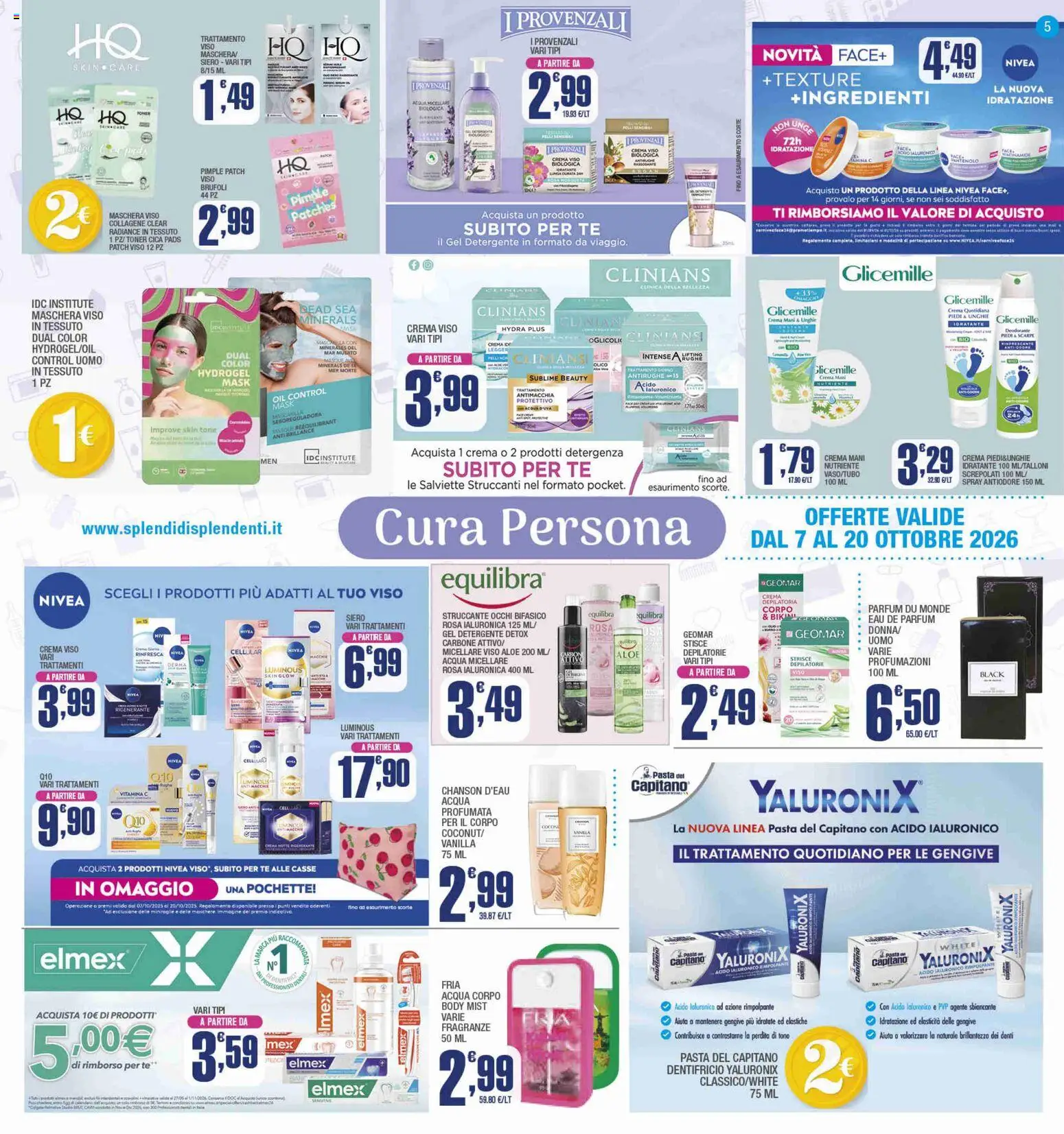 Volantino Splendidi e Splendenti del 07/10/2026 | Pagina: 5 | Prodotti: Salviette struccanti, Carbone, Deodorante, Acqua