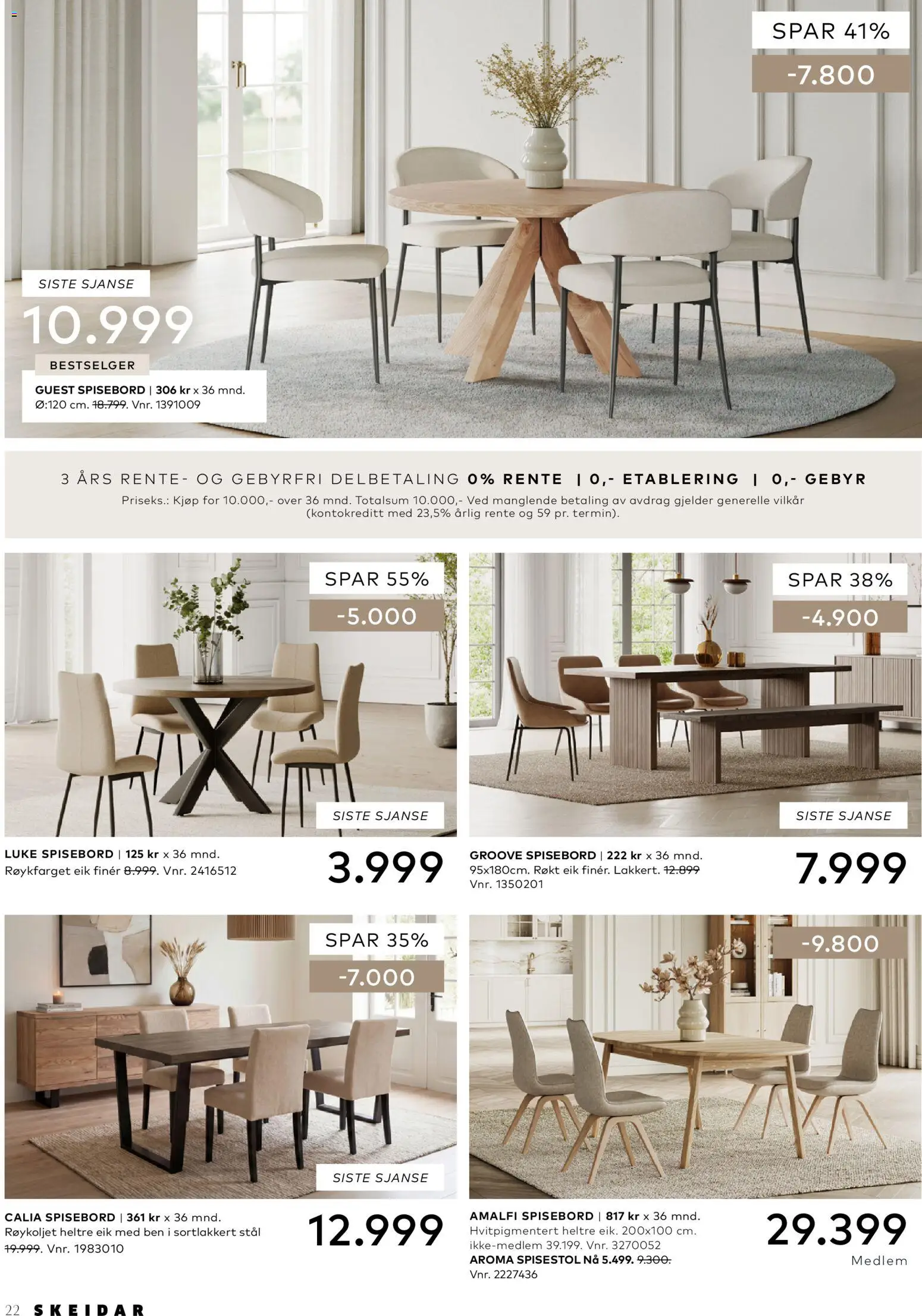 {H1} | Side: 22 | Produkter: Spisebord, Spisestol