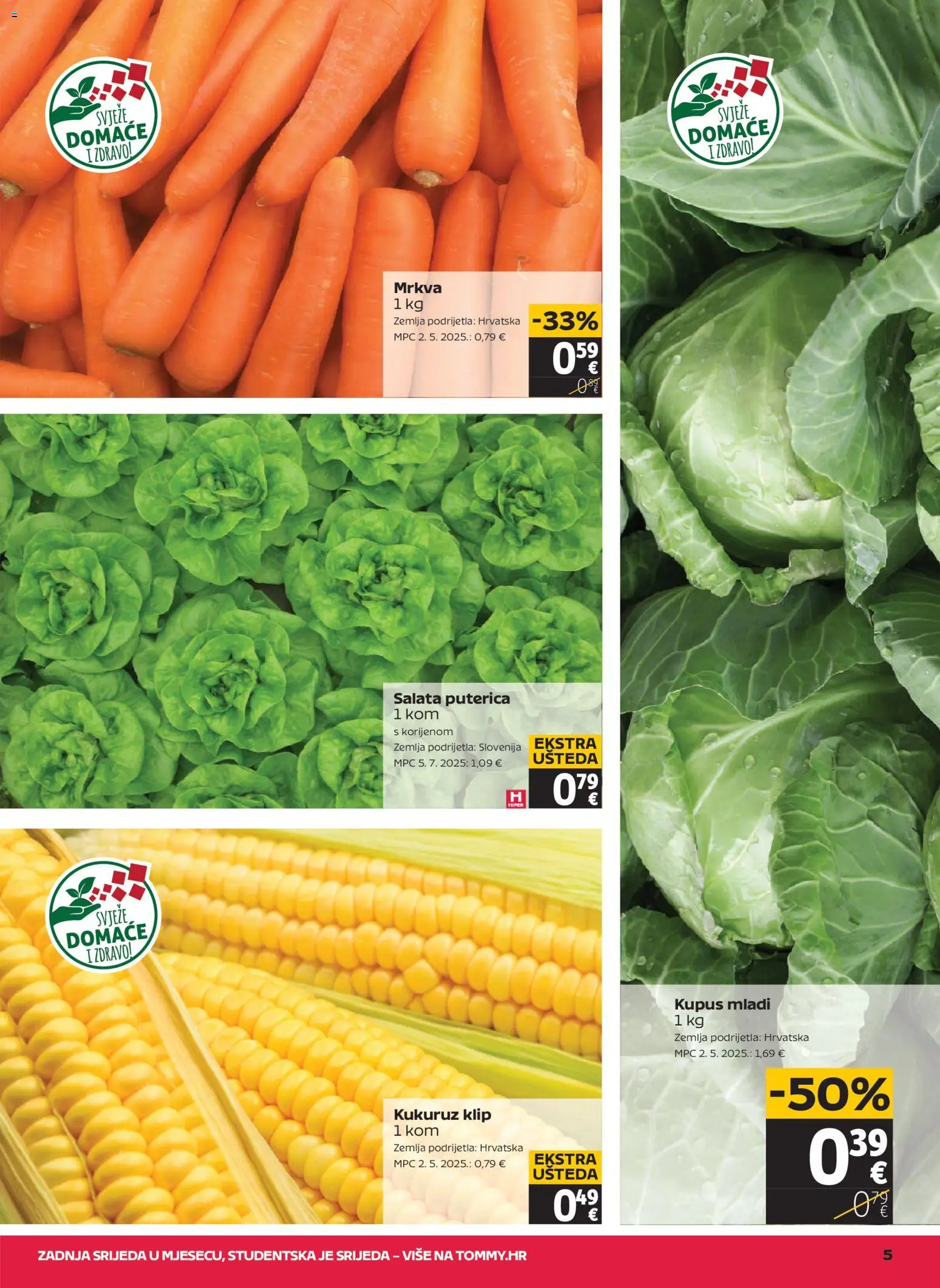 Tommy katalog | vrijedi od 23.07.2026 | Stranica: 5 | Proizvodi: Kukuruz, Mrkva, Salata, Kupus