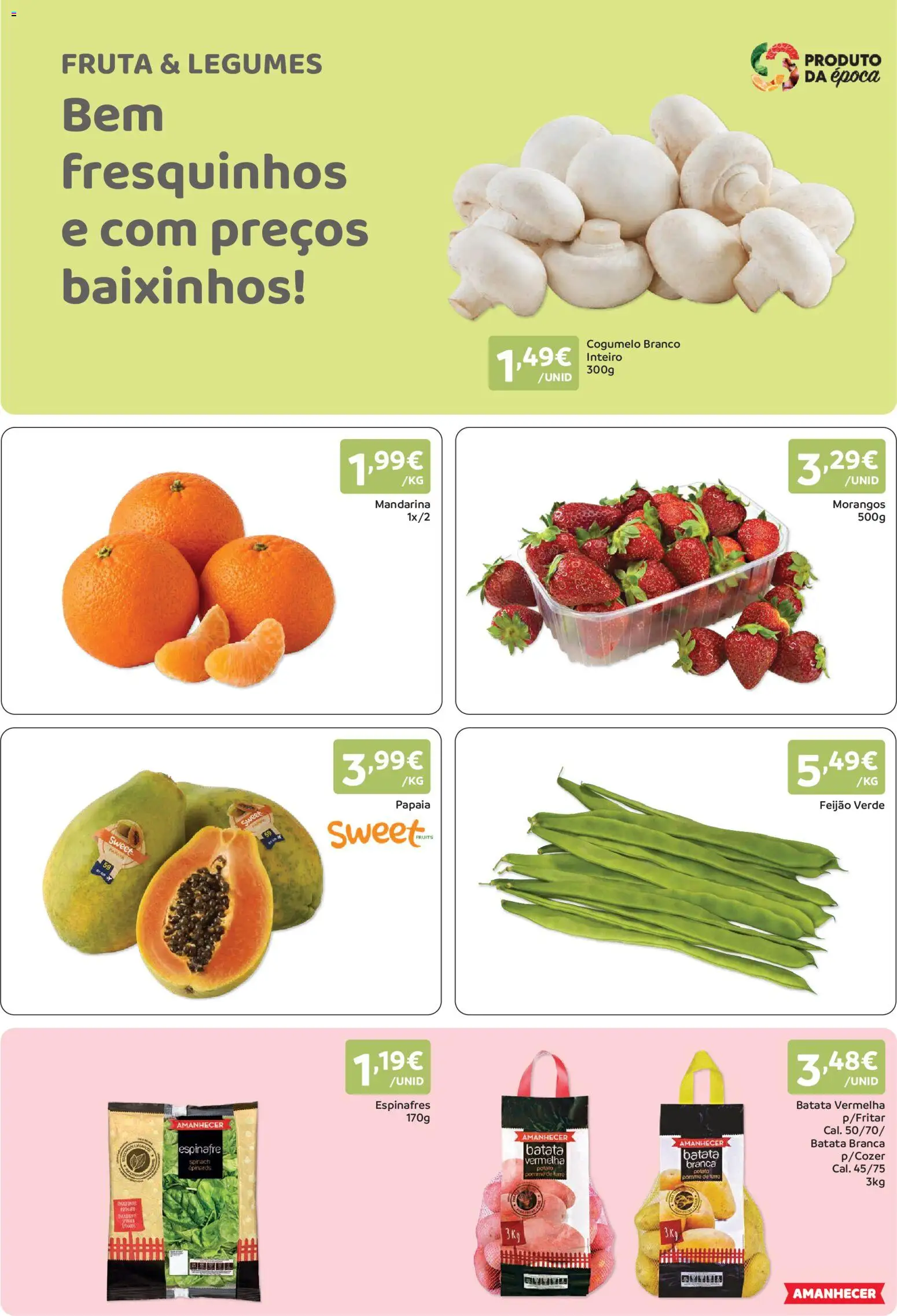 Amanhecer folheto │ válido de 29/10/2026 | Página: 2 | Produtos: Batata, Espinafres, Morangos, Feijão