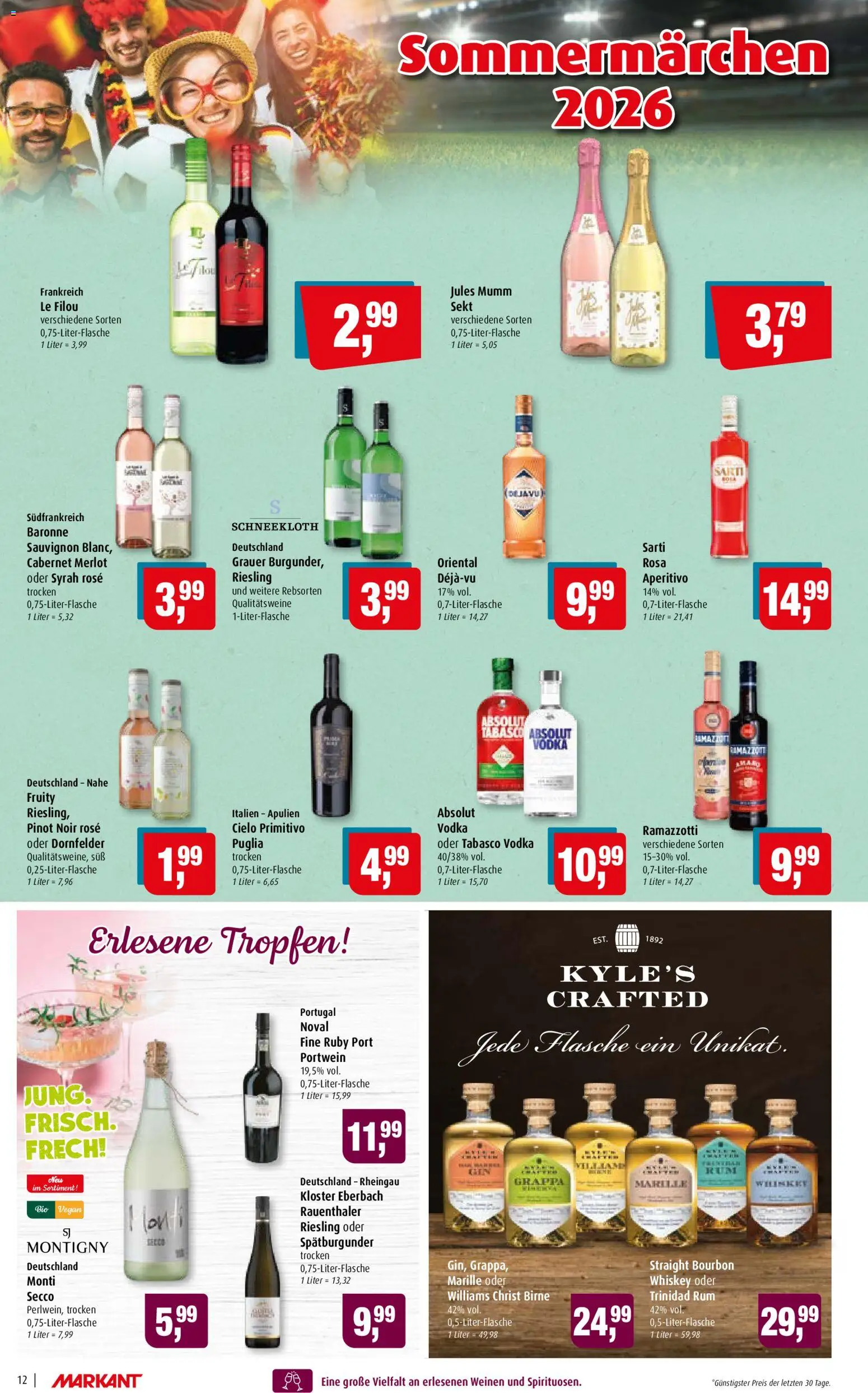 Markant Prospekt – gültig ab 29.06.2026 | Seite: 12 | Produkte: Sekt, Birne, Vodka, Whiskey