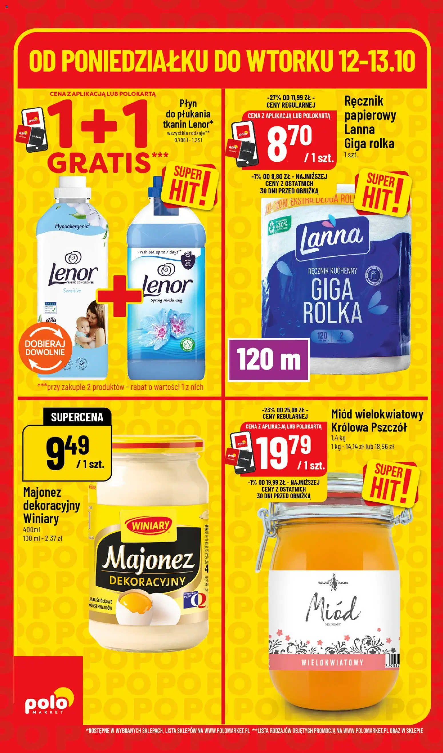Nowa POLOmarket gazetka od jutra 12.10.2026 | Strona: 6 | Produkty: Miód wielokwiatowy, Ręcznik kuchenny, Majonez, Jaja