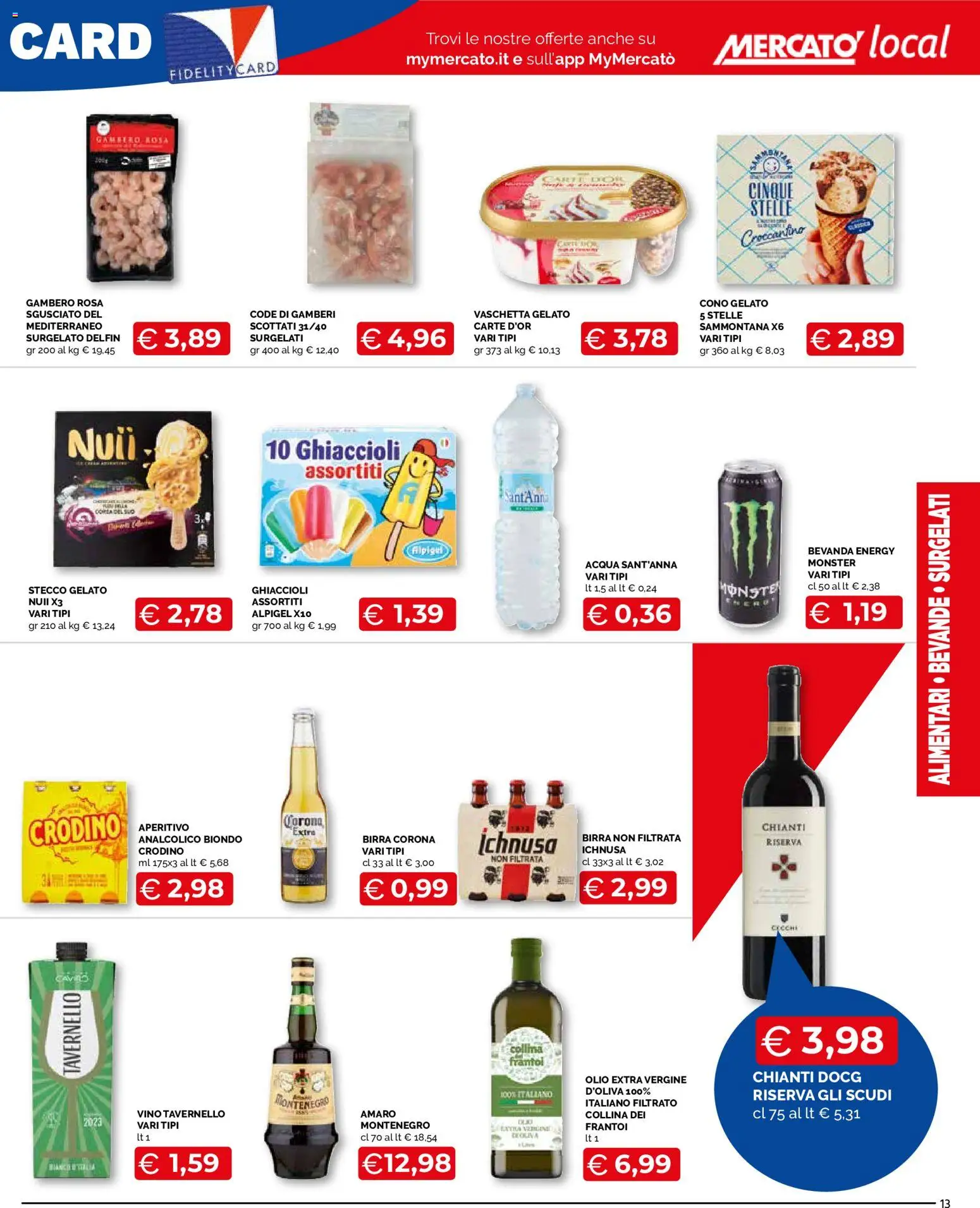 Volantino Mercatò del 20/08/2026 | Pagina: 13 | Prodotti: Olio, Vino, Olio extra vergine, Birra Corona