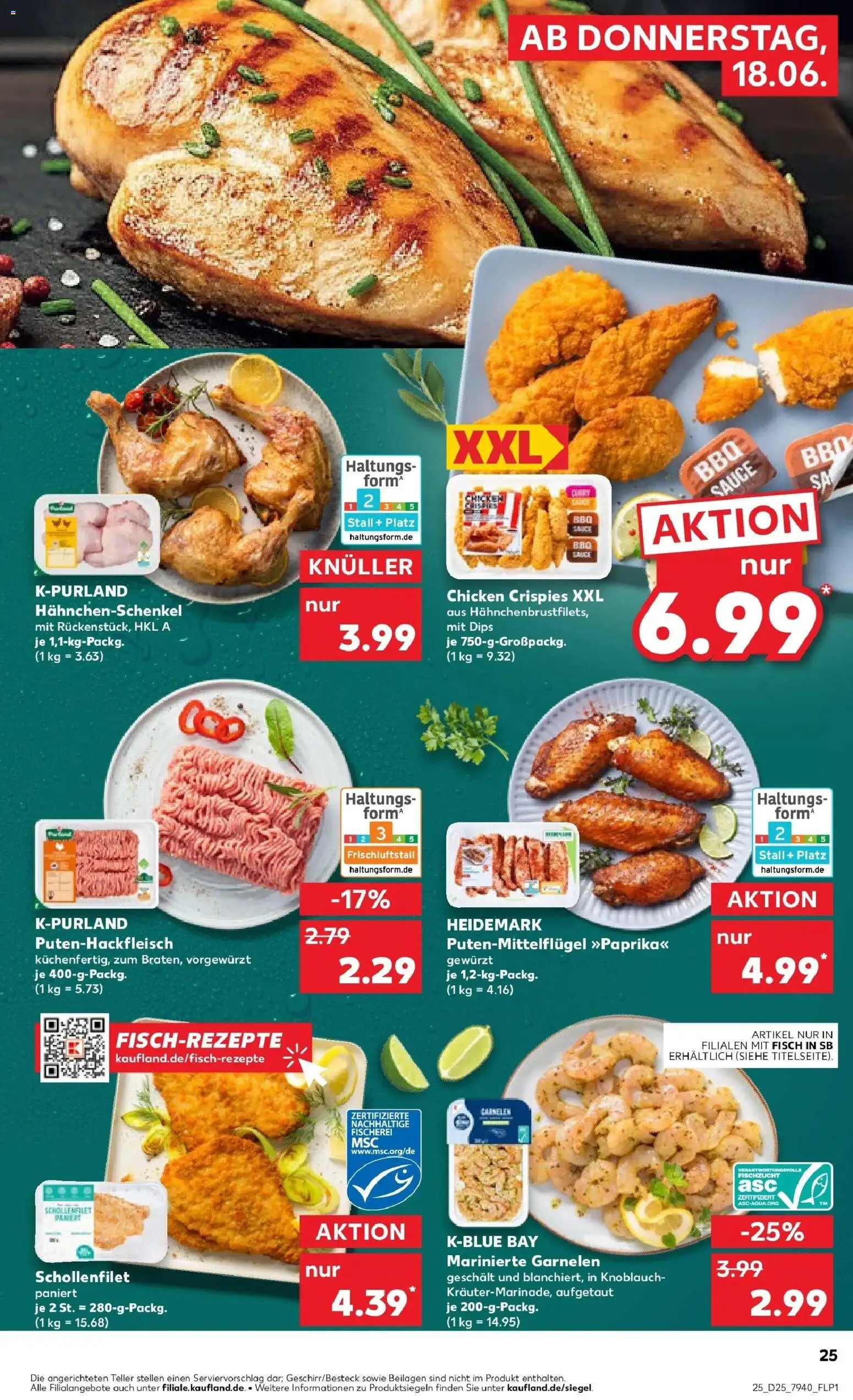 Kaufland Prospekt Düsseldorf – gültig ab 15.06.2026 | Seite: 34 | Produkte: Hahnchenschenkel, Garnelen, Fisch, Knoblauch
