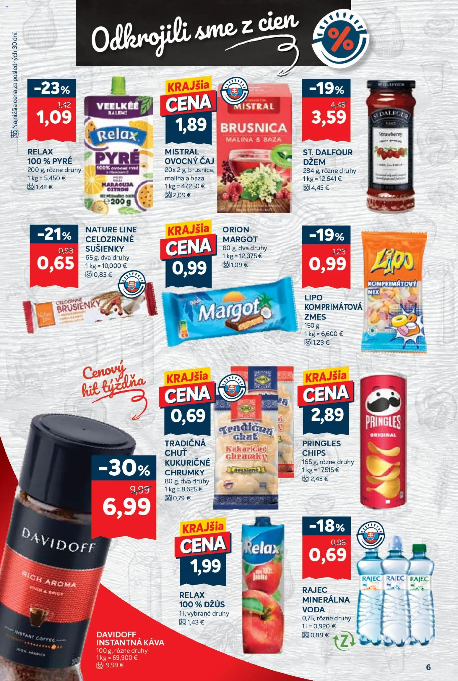 Nové Kraj akcie – leták je platný od 07.05.2026 | Strana: 10 | Produkty: Káva, Džús, Pringles, Voda