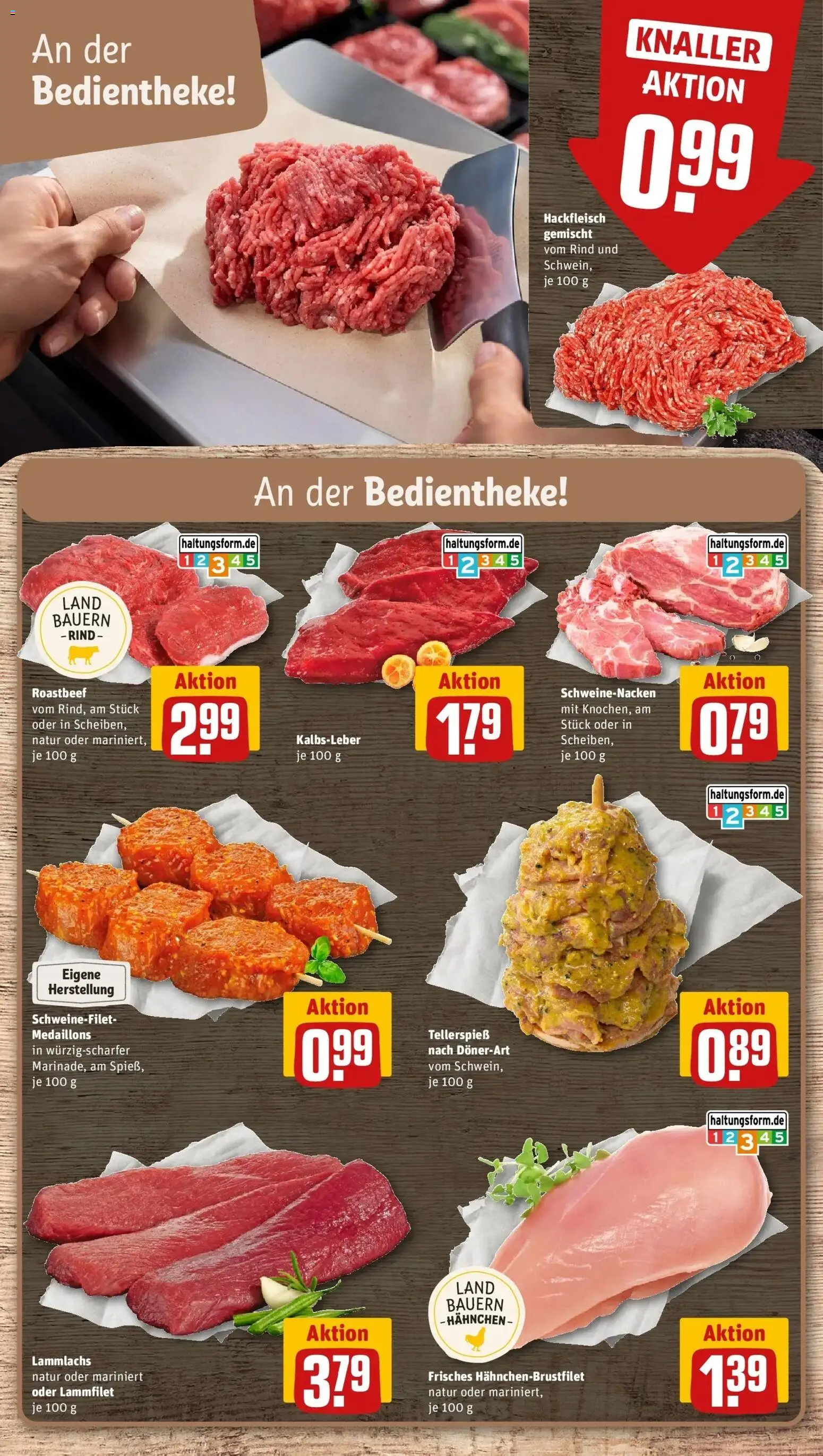 REWE Prospekt ab 10.08.2026 zum Blättern » Angebote | Seite: 6 | Produkte: Hahnchen, Kalbsleber, Schweinefilet, Hackfleisch