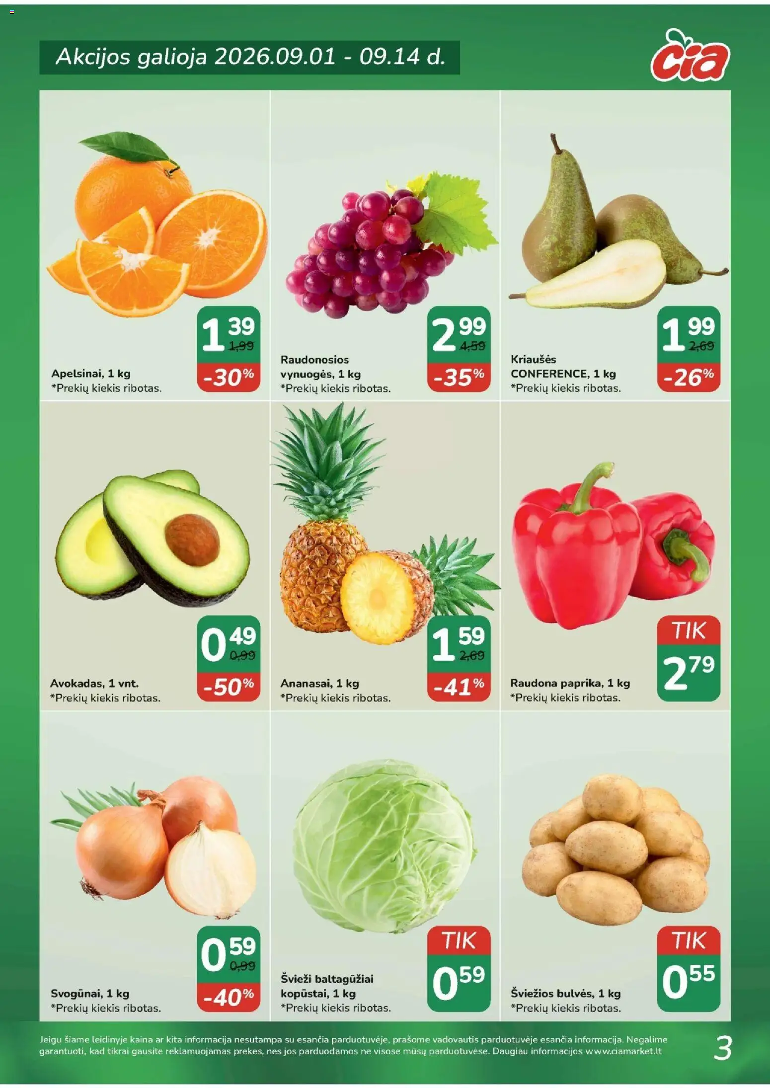 ČIA MARKET akcijos nuo 2026.09.01 | Puslapis: 3 | Prekių: Kriaušės