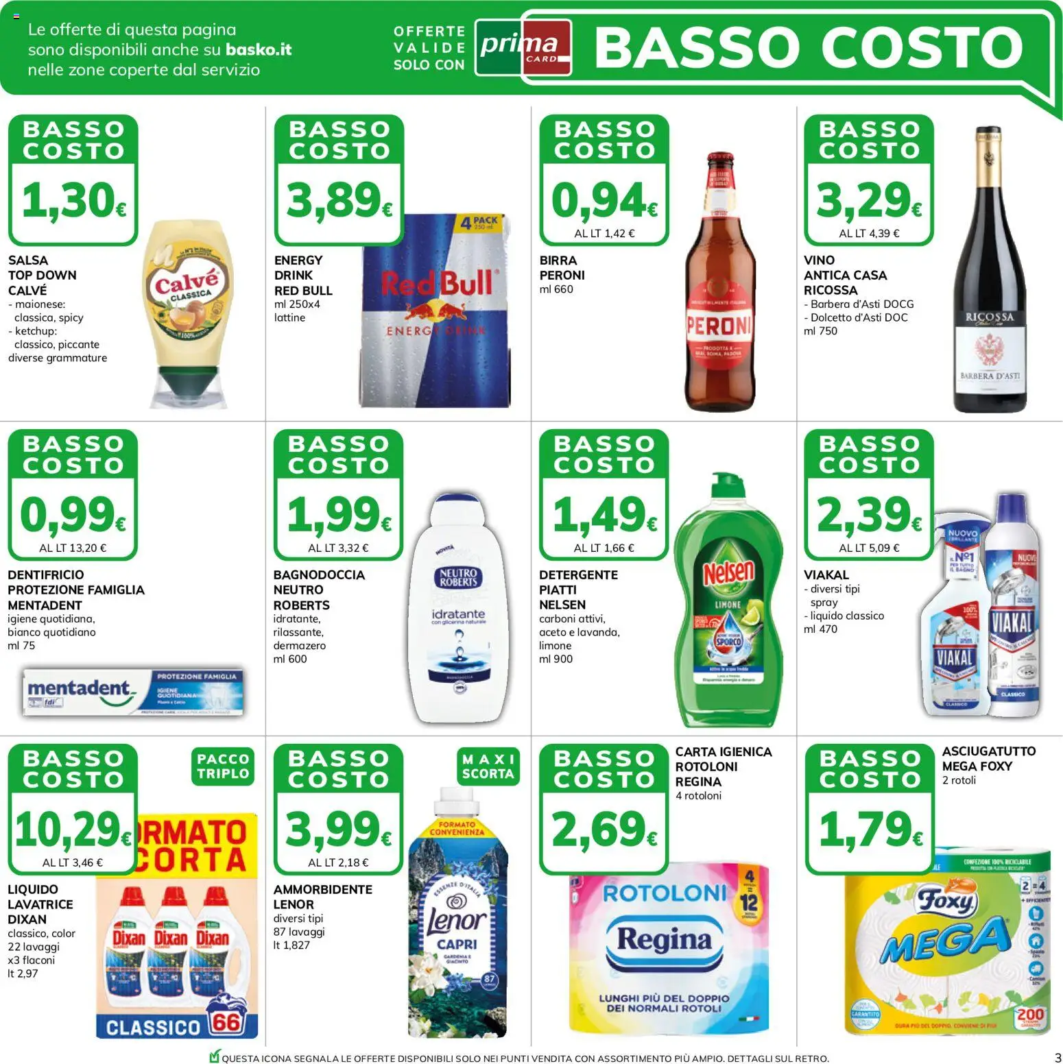 Volantino Basko del 29/09/2026 | Pagina: 3 | Prodotti: Carta igienica, Piatti, Aceto, Basso