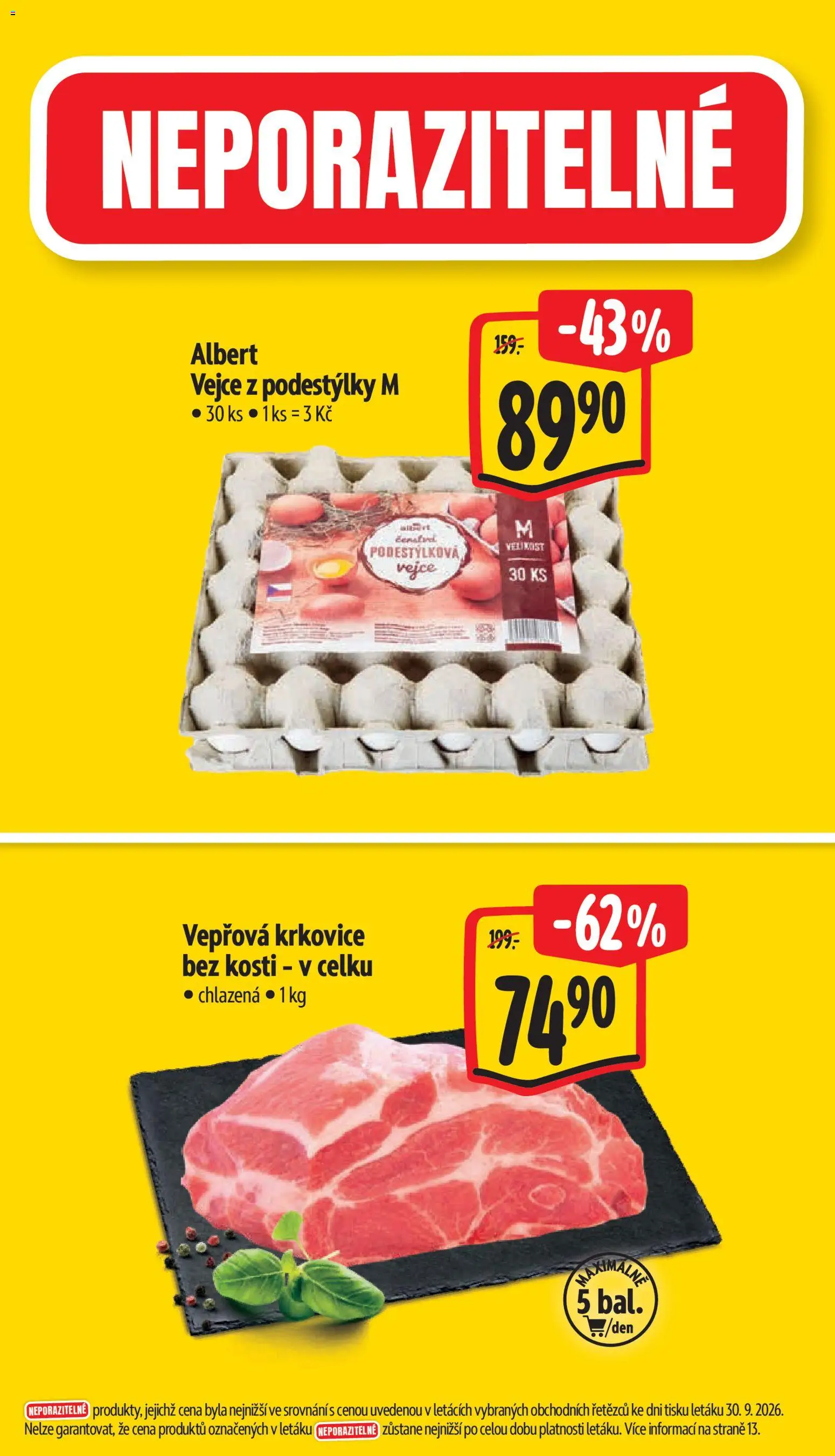 Albert leták - Hypermarket - Znojmo od 07.10.2026 | Strana: 2 | Produkty: Vejce, Vepřová krkovice bez kosti, Krkovice, Vepřová krkovice
