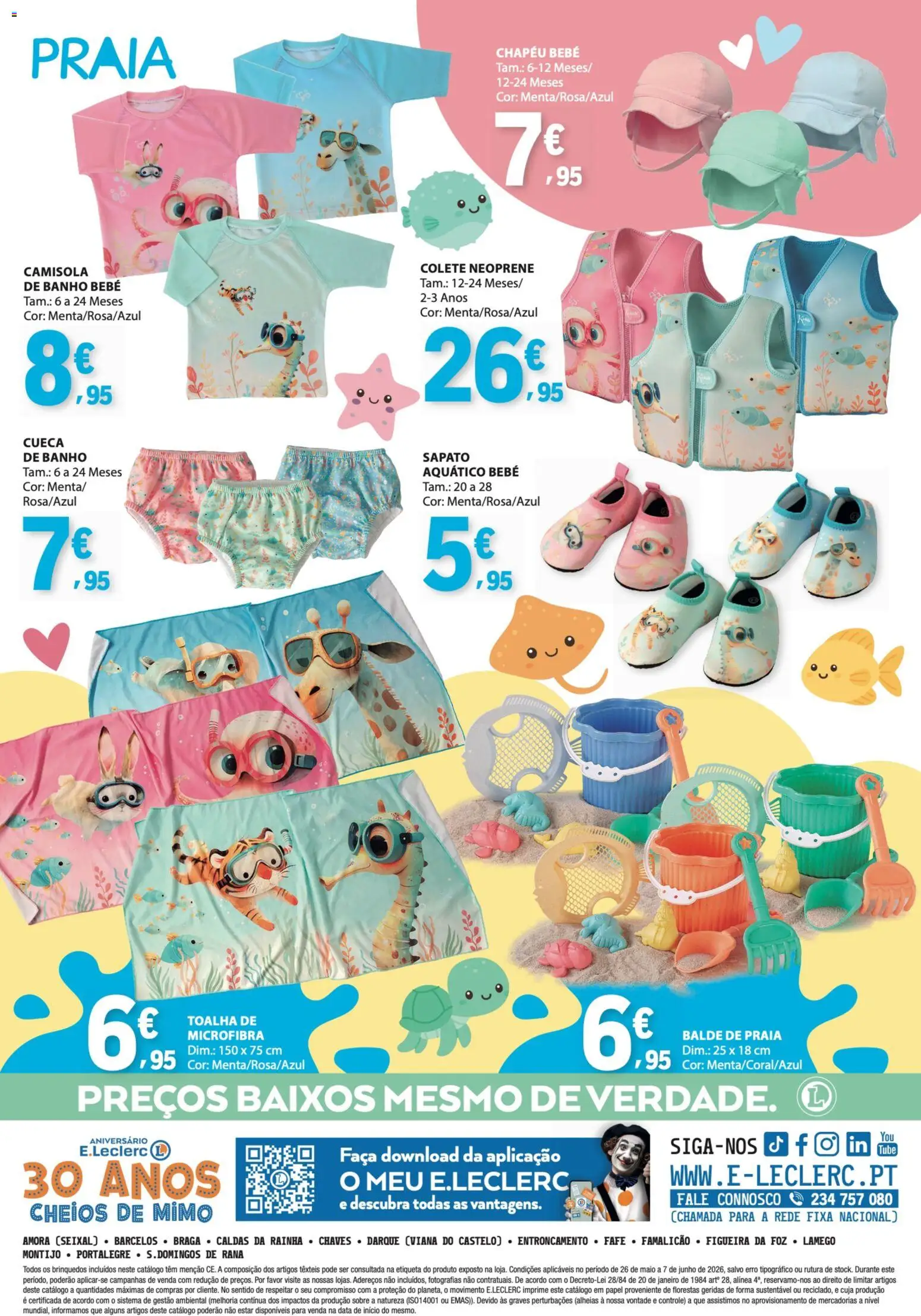 E.Leclerc Folheto Bebé Verão │ válido de 26.05.2026 | Página: 16 | Produtos: Chapéu, Faca, Camisola, Colete