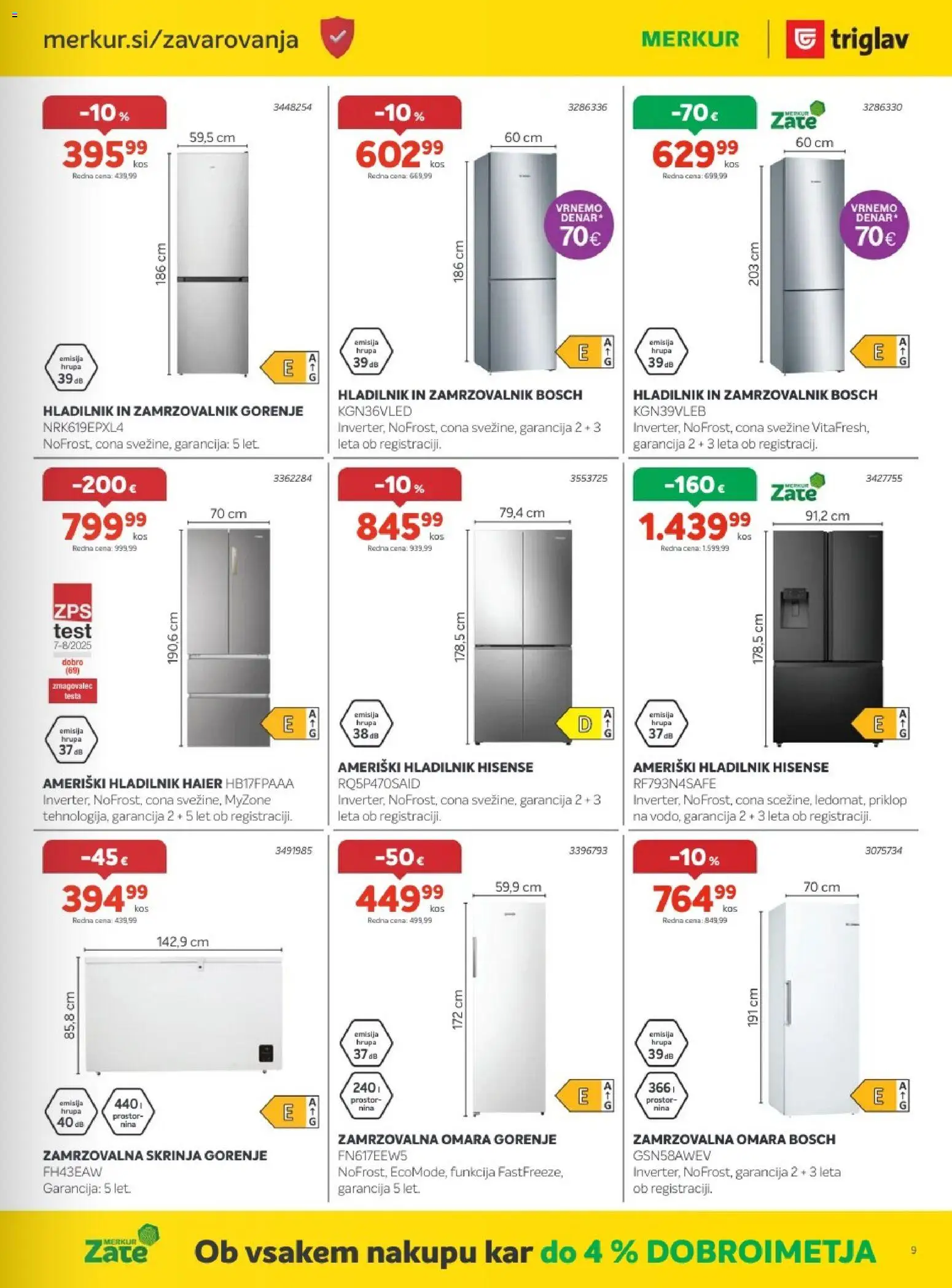 Novi Merkur katalog ponudbe – veljaven od 03.06.2026 | Stran: 9 | Izdelki: Hladilnik, Zamrzovalnik, Omara, Kos