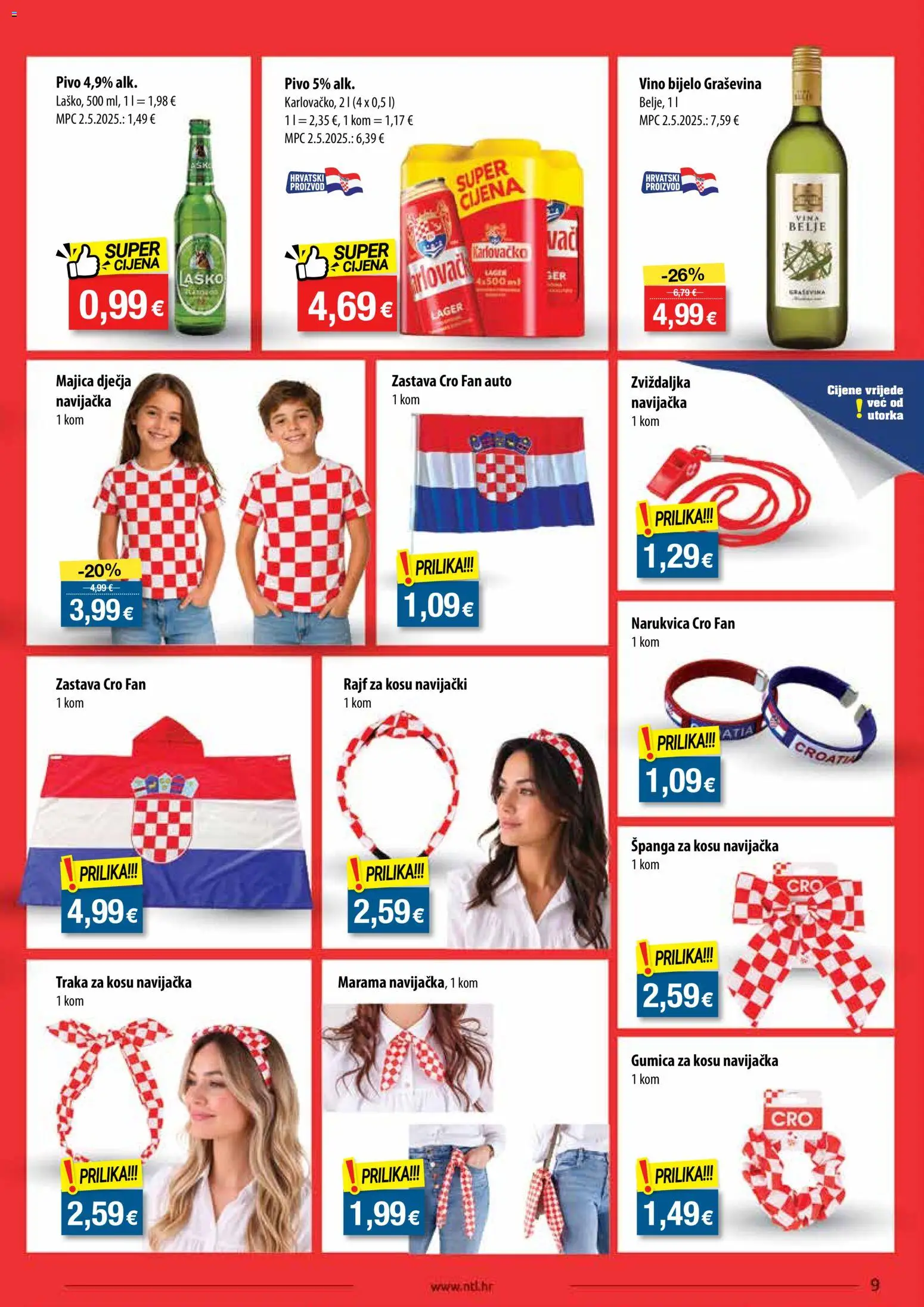 NTL katalog | vrijedi od 17.06.2026 | Stranica: 9 | Proizvodi: Vino, Pivo, Majica, Gumica za kosu