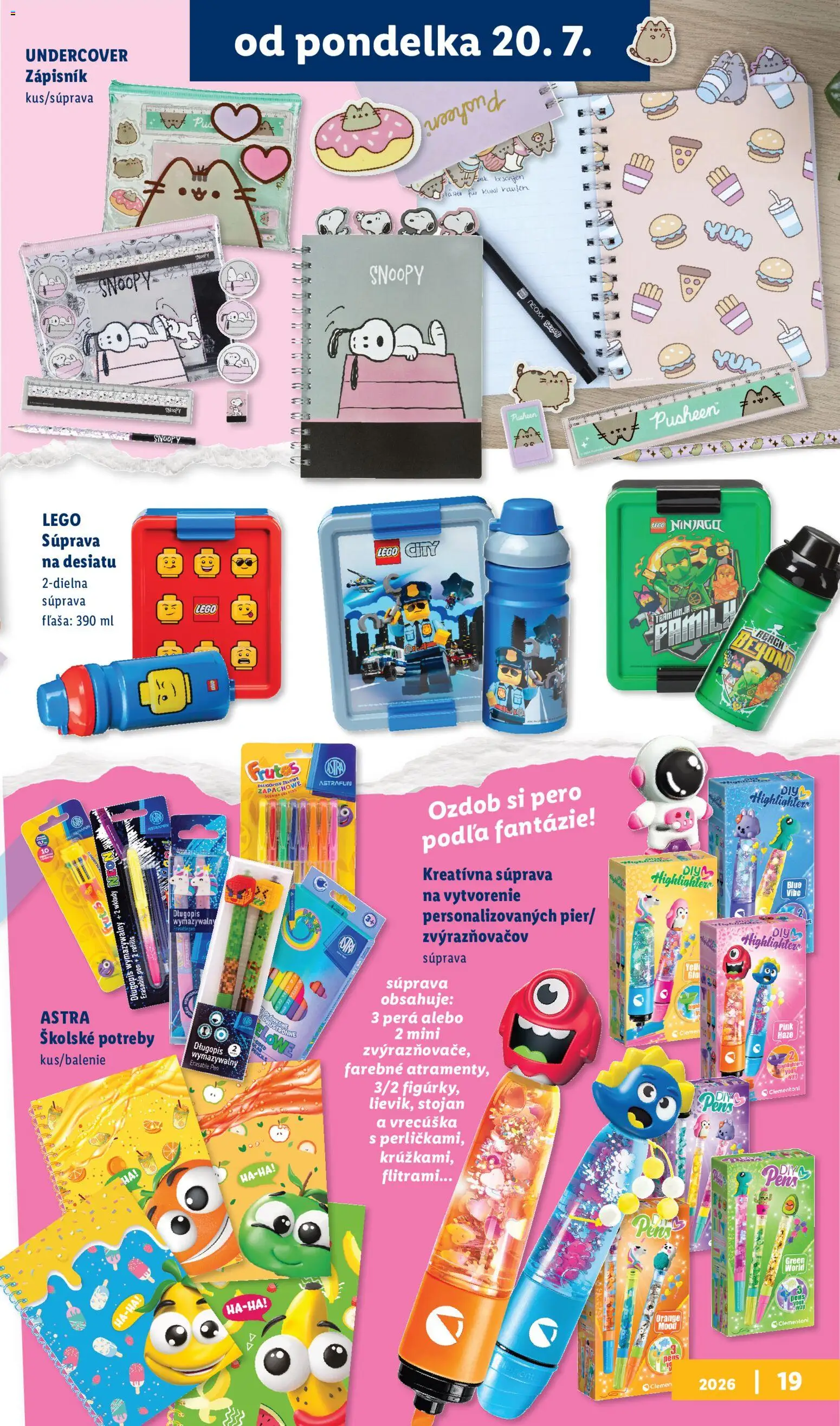 Nové Lidl akcie – leták je platný od 20.07.2026 | Strana: 19 | Produkty: LEGO, Pero