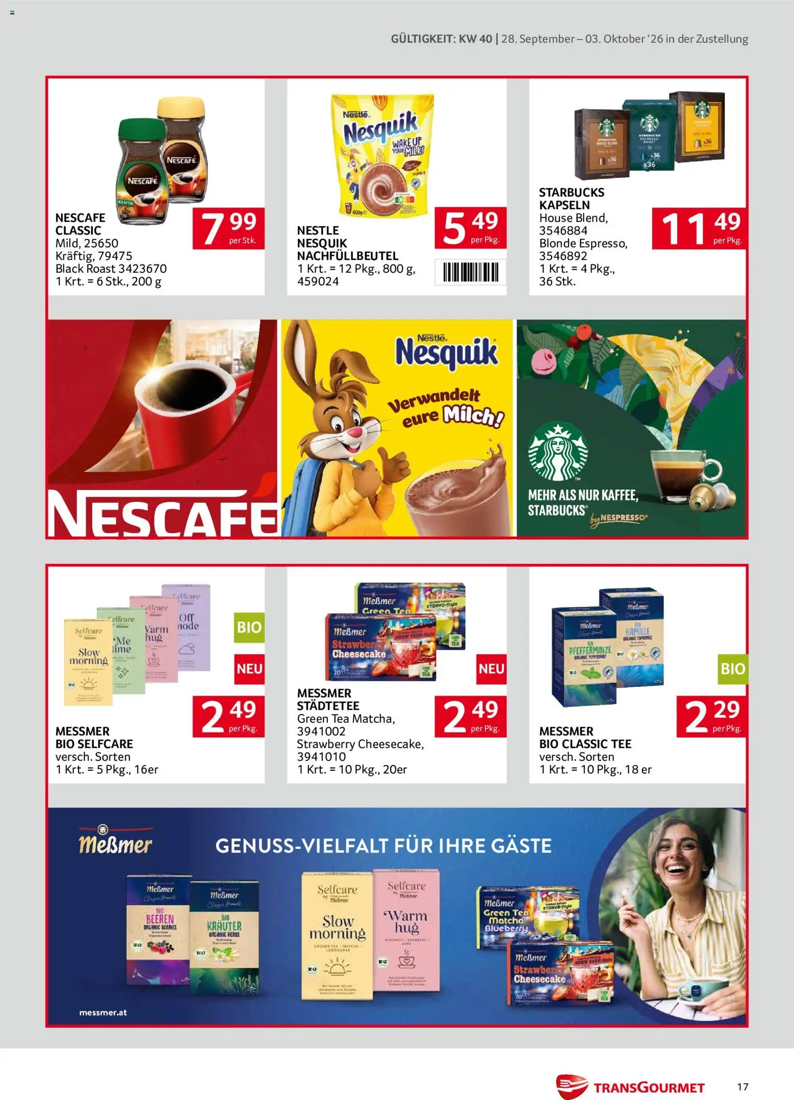 Transgourmet Zustellaktion gültig ab 28.09.2026 | Seite: 17 | Produkte: Matcha, Milch, Tee