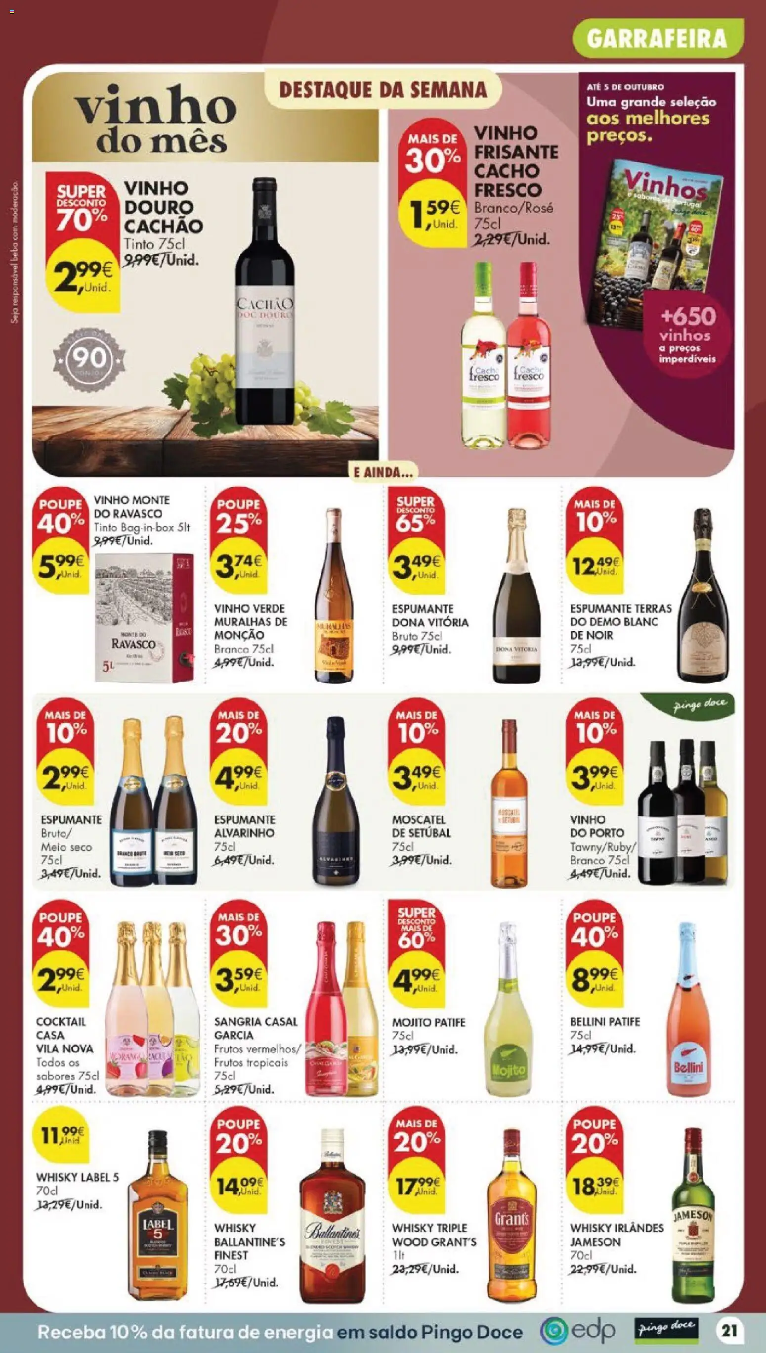 Pingo Doce Poupe Esta Semana Lojas Grandes │ válido de 22/09/2026 | Página: 21 | Produtos: Whisky irlandês, Espumante, Vinho, Ballantine's