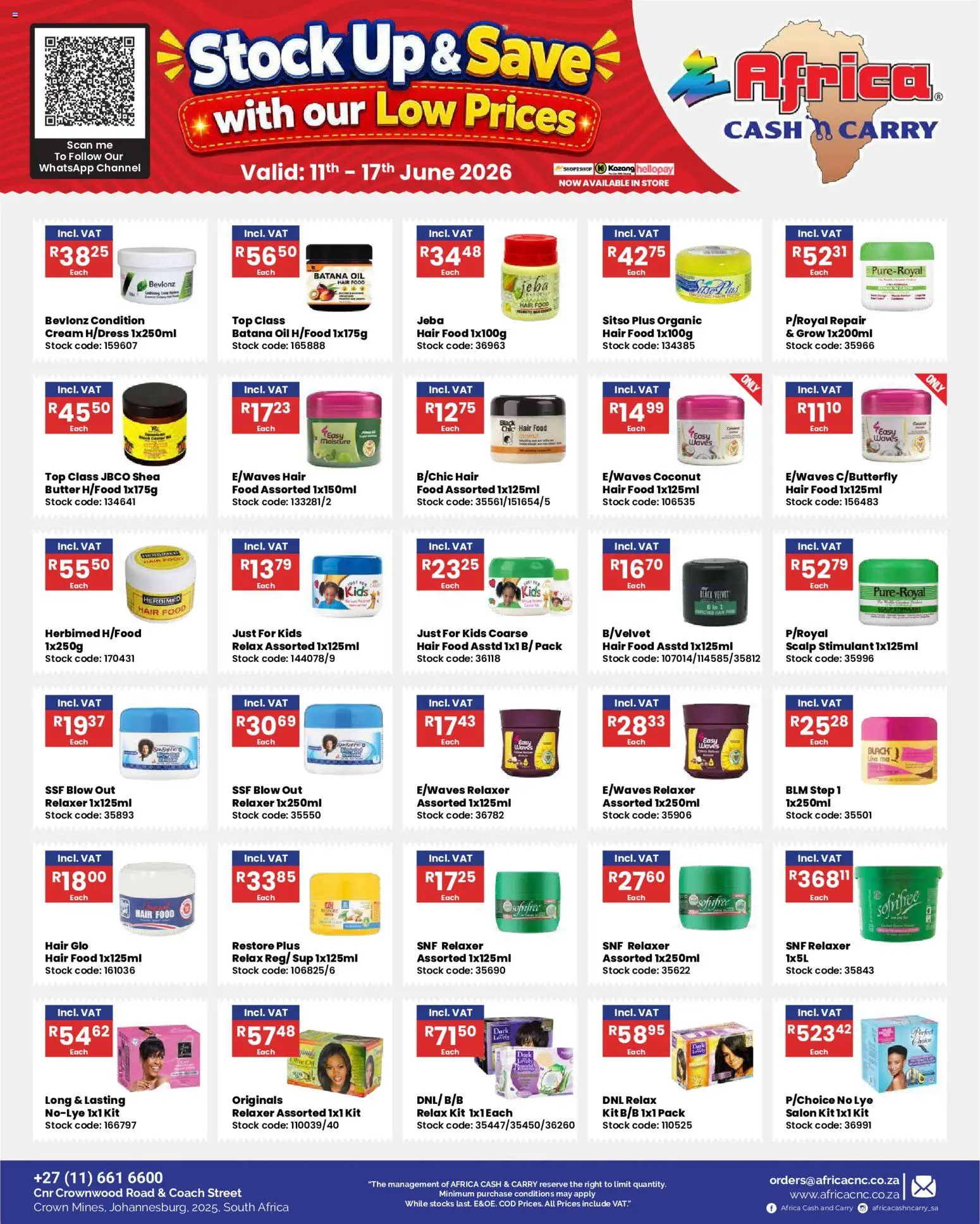 New Africa Cash & Carry catalogue – valid from 11.06.2026 | Page: 3 | Products: Butter, Oil, Cream, Relaxer